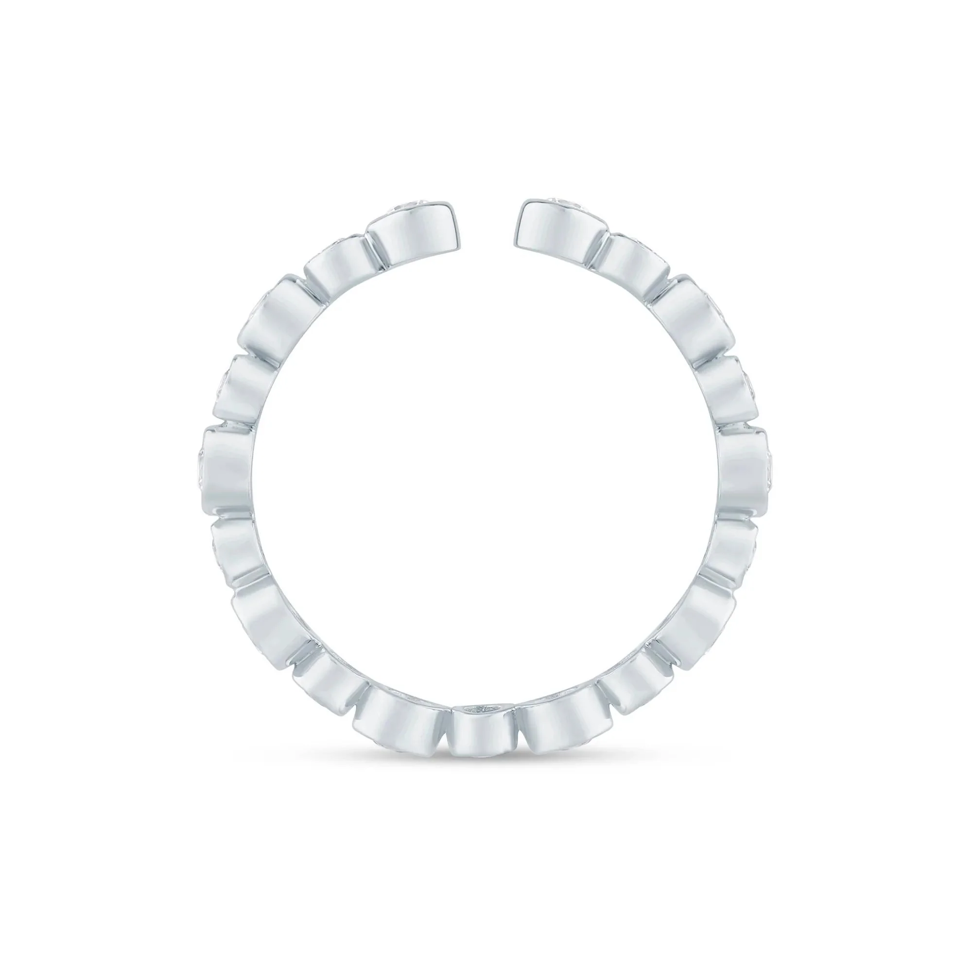 1/2 CT. Tw. Lab Grown Diamond Bezel Open Band Ring 14K White Gold Round Brilliant Cut Size 8.5 2.5mm - Image 2