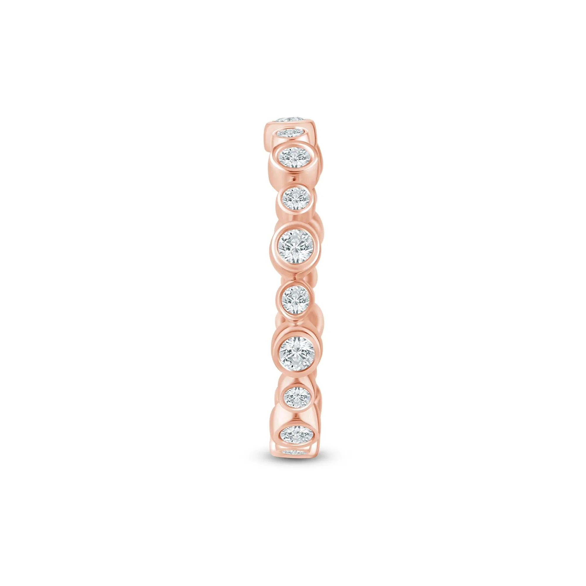 1/2 CT. Tw. Lab Grown Diamond Bezel Open Band Ring 14K Rose Gold Round Brilliant Cut Size 5 2.5mm - Image 3