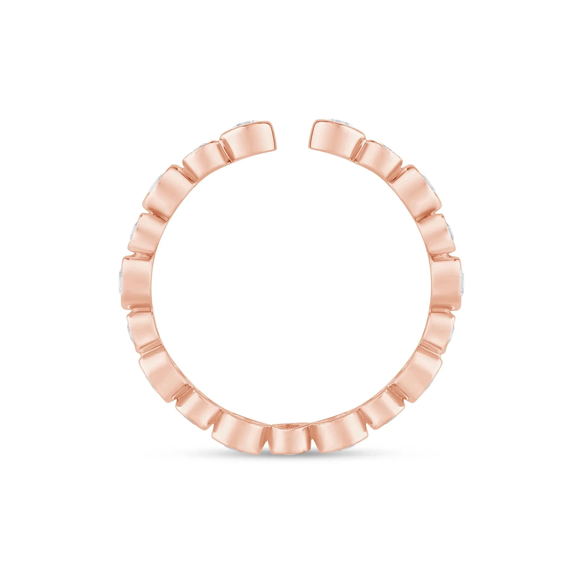 1/2 CT. Tw. Lab Grown Diamond Bezel Open Band Ring 14K Rose Gold Round Brilliant Cut Size 7 2.5mm - Image 2