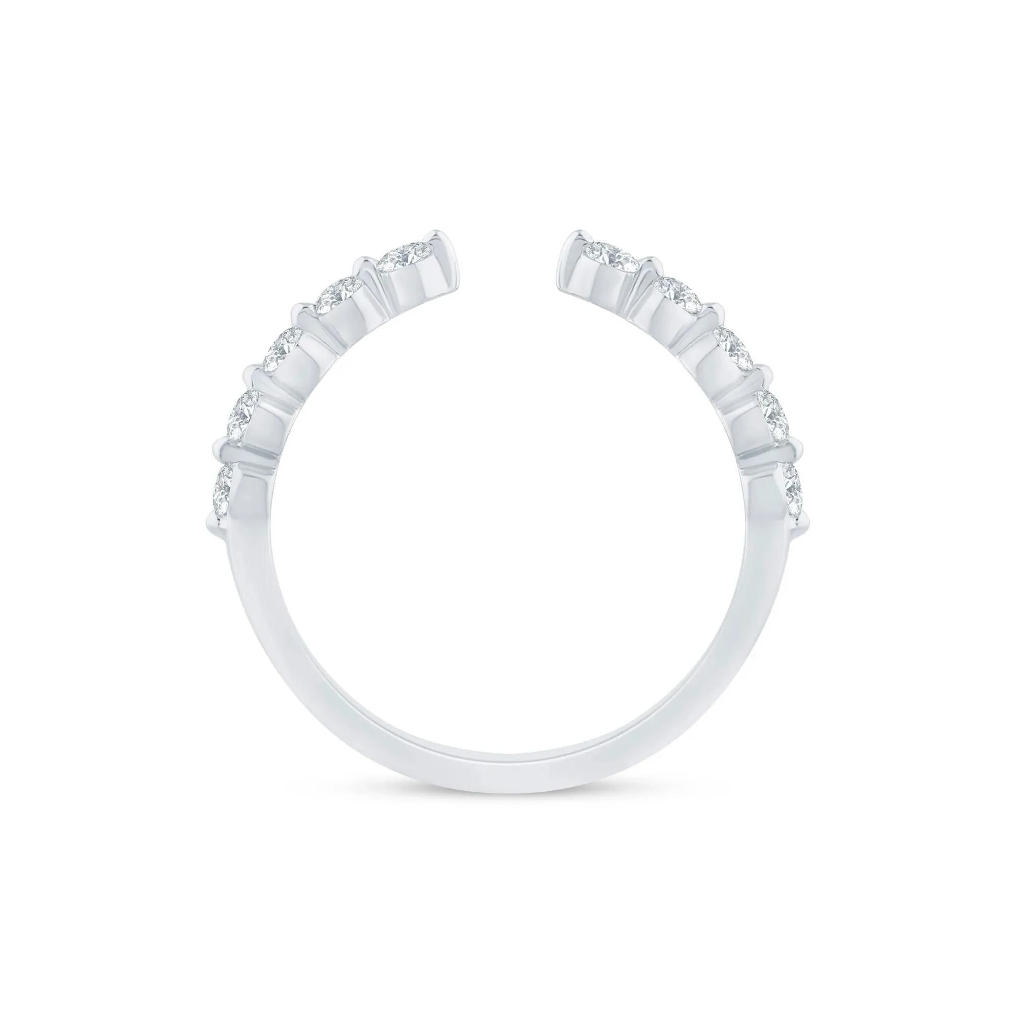 1/3 CT. Tw. Lab Grown Diamond Open Anniversary Band Ring 14K White Gold Round Brilliant Cut Size 8 1.5mm - Image 2