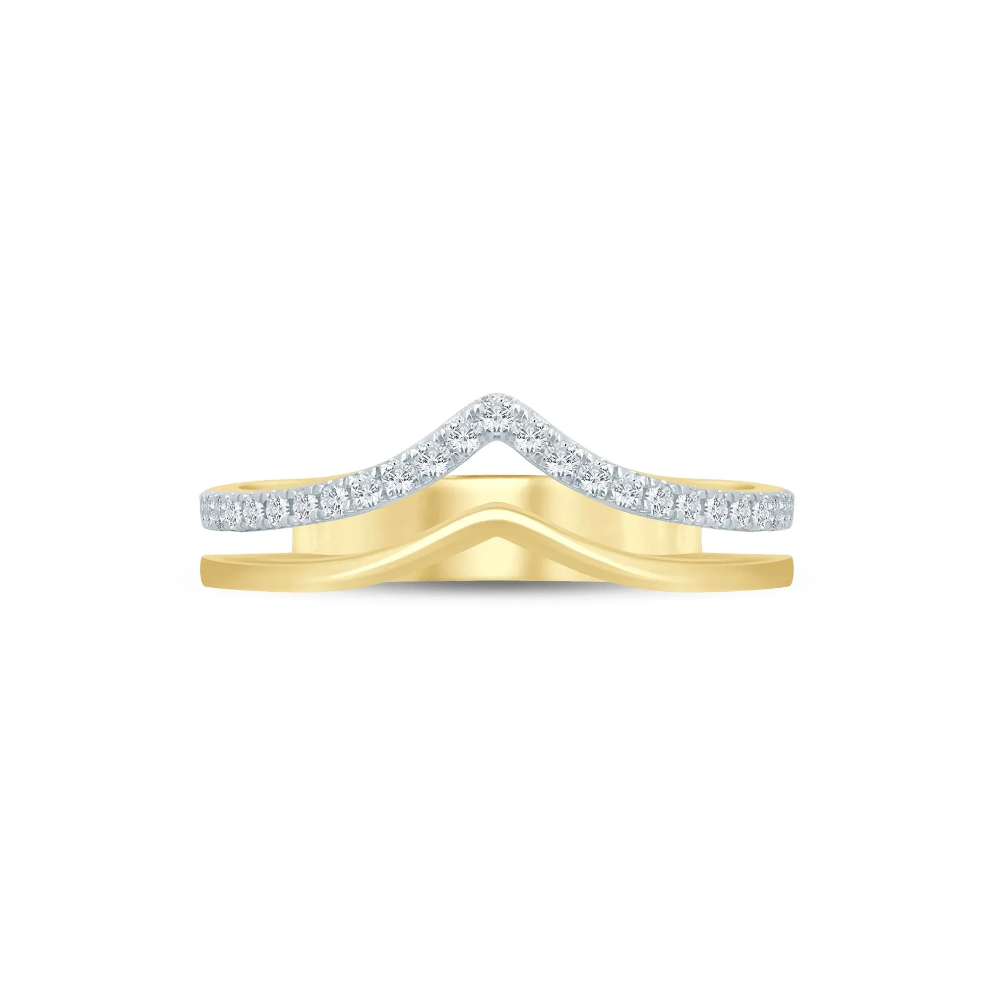 1/5 CT. Tw. Lab Grown Diamond Chevron Anniversary Band Ring 14K Yellow Gold Size 9 3.5mm