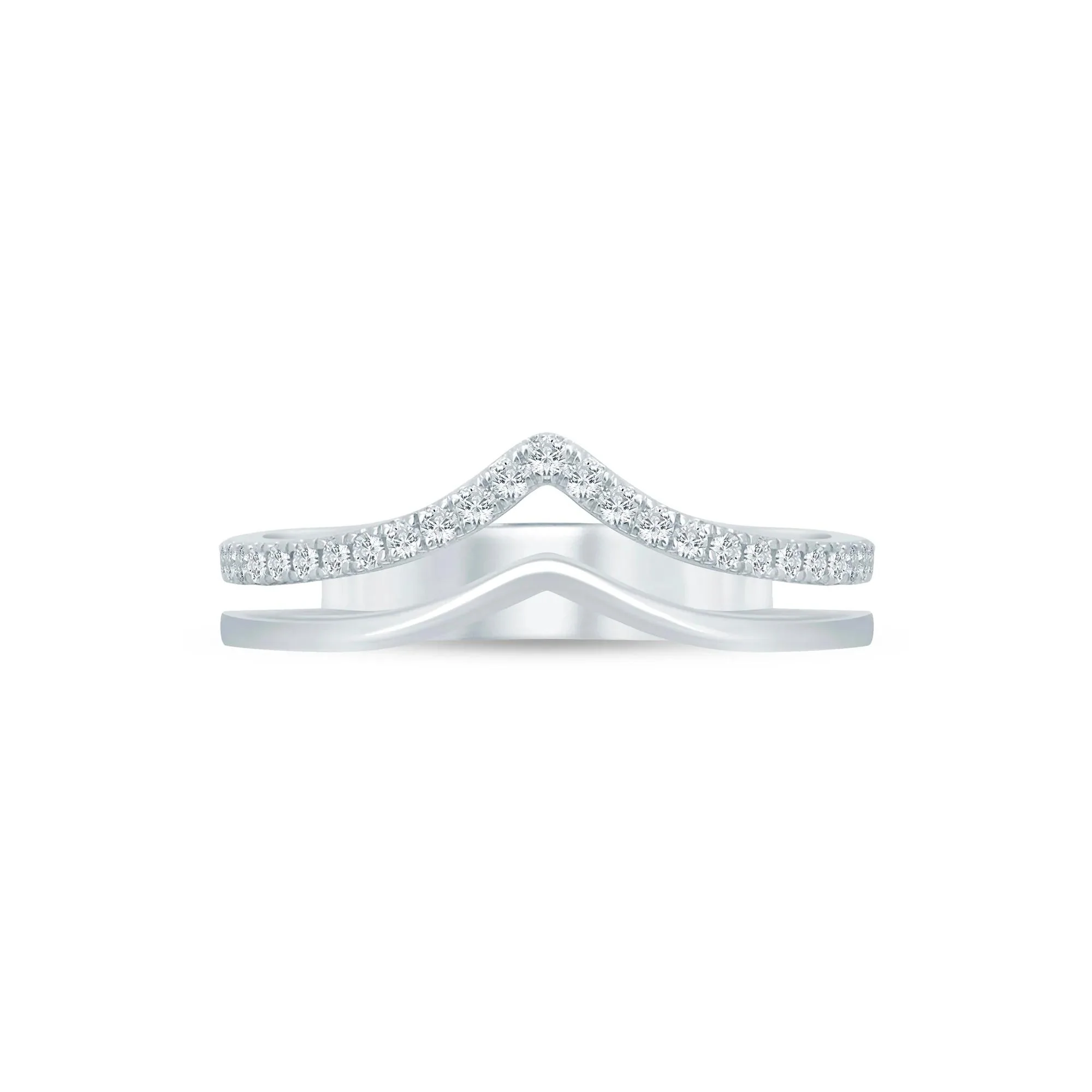 1/5 CT. Tw. Lab Grown Diamond Chevron Anniversary Band Ring 14K White Gold Size 7 3.5mm
