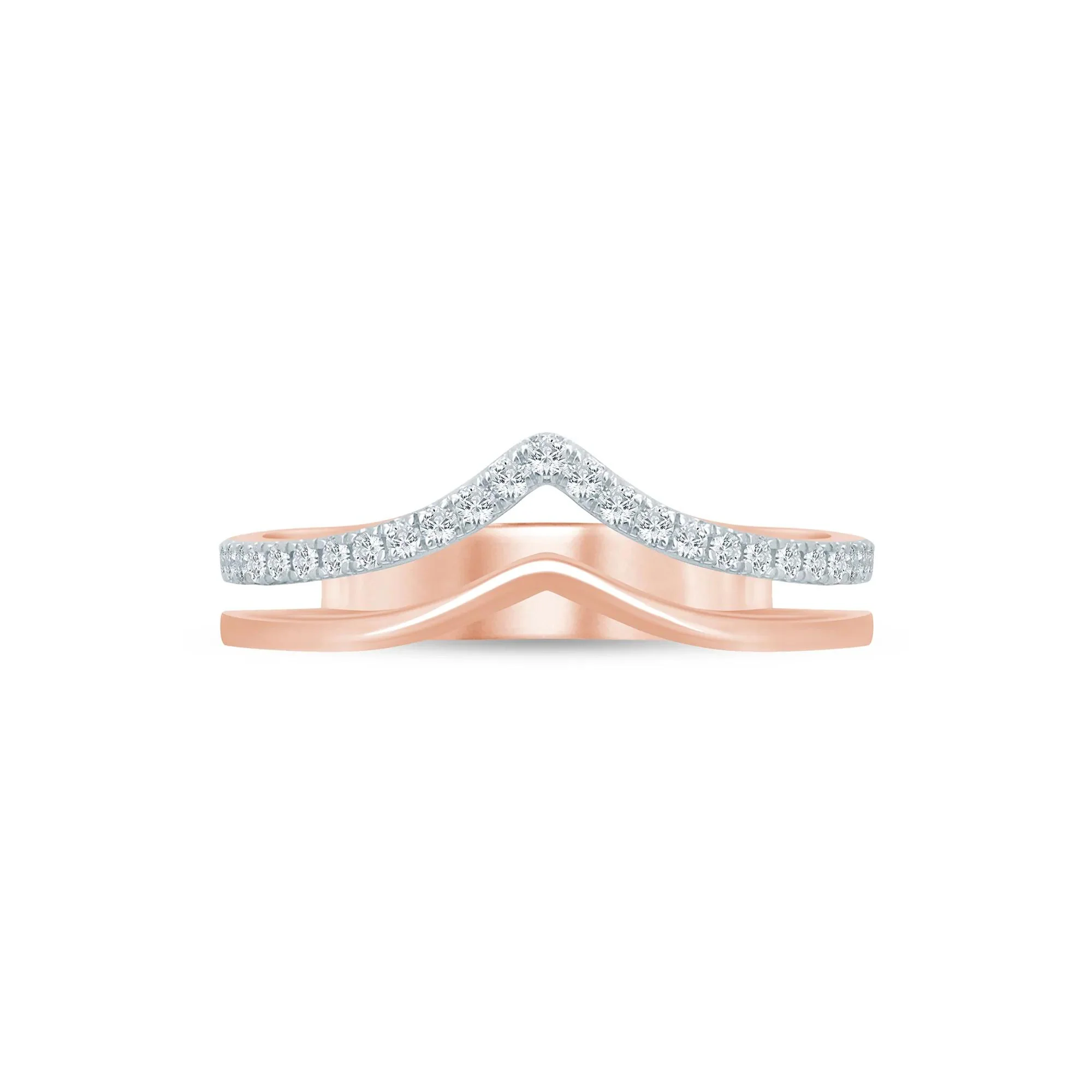 1/5 CT. Tw. Lab Grown Diamond Chevron Anniversary Band Ring 14K Rose Gold Size 7 3.5mm