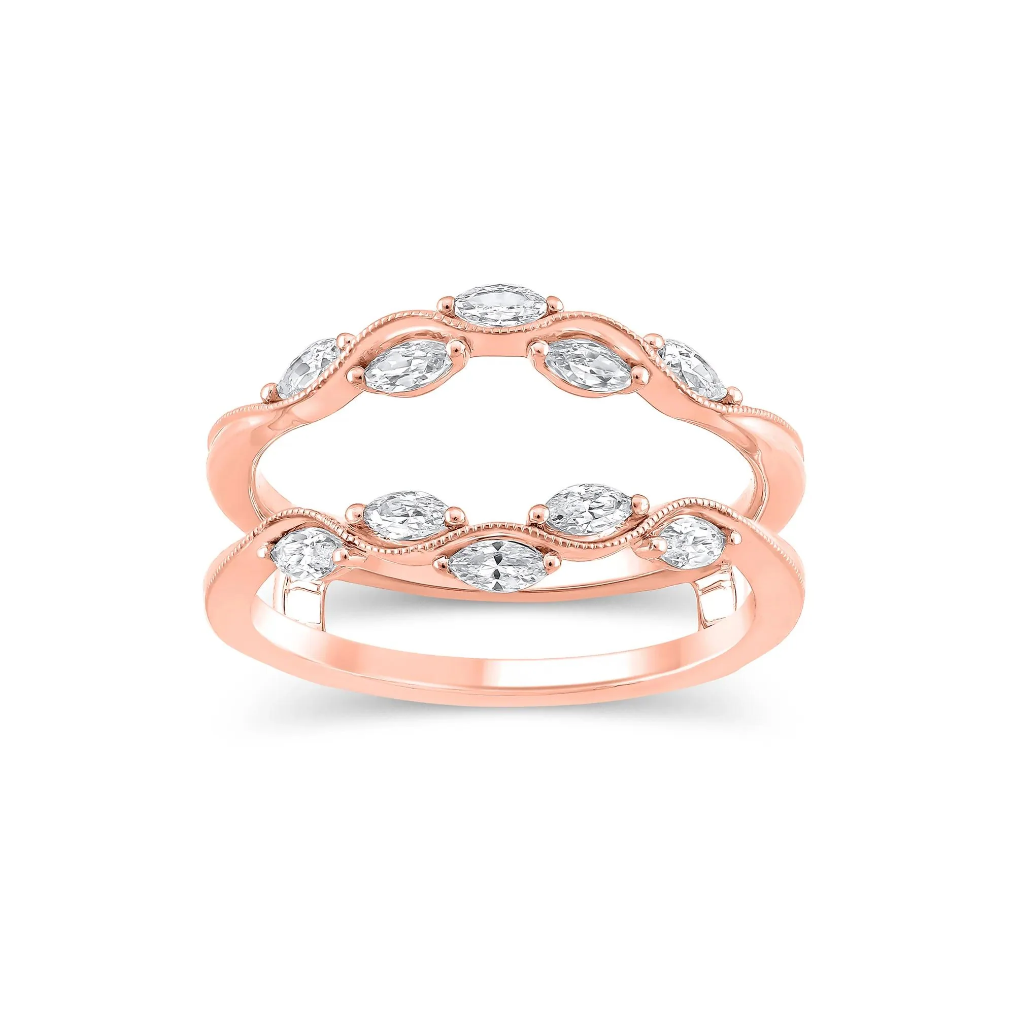 1/2 CT. Tw. Lab Grown Diamond Insert 14K Rose Gold Ring Size 9 11mm