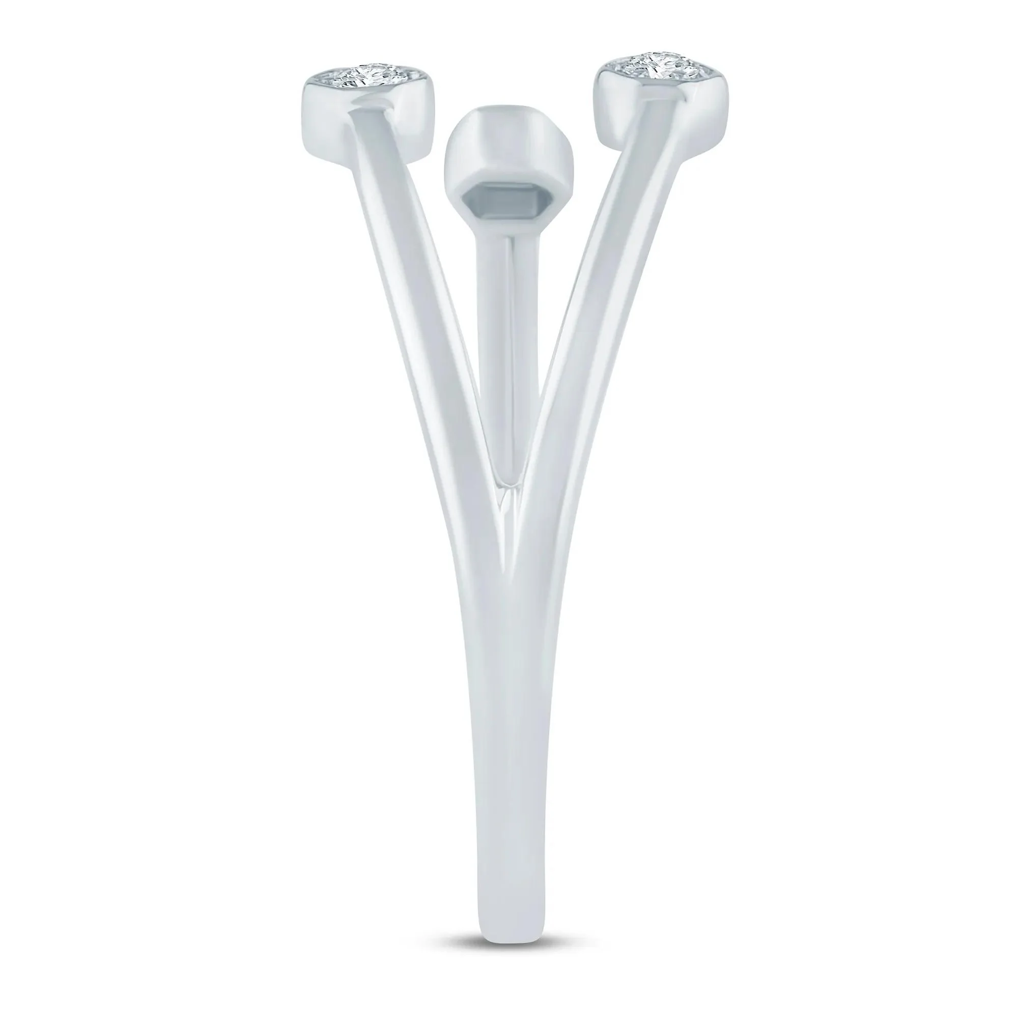 Diamond Accent Open Three-Stone Ring 10K White Gold Size 6.5 1.5mm - Image 3