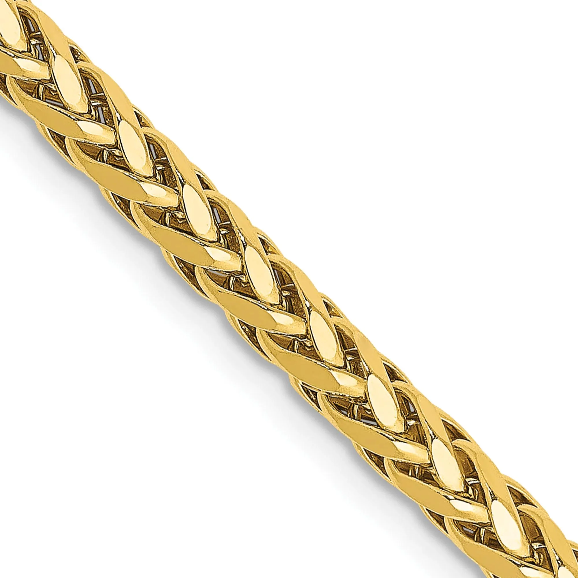 Semi-Solid Diamond-Cut Wheat Chain 14K Yellow Gold Necklace Size 24" - Image 3