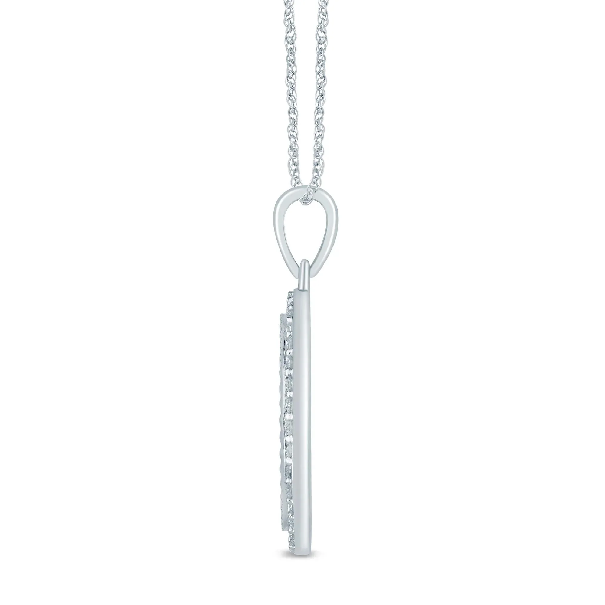 1/7 CT. Tw. Diamond Accent Medallion Pendant Necklace 10K White Gold Size 18" - Image 2