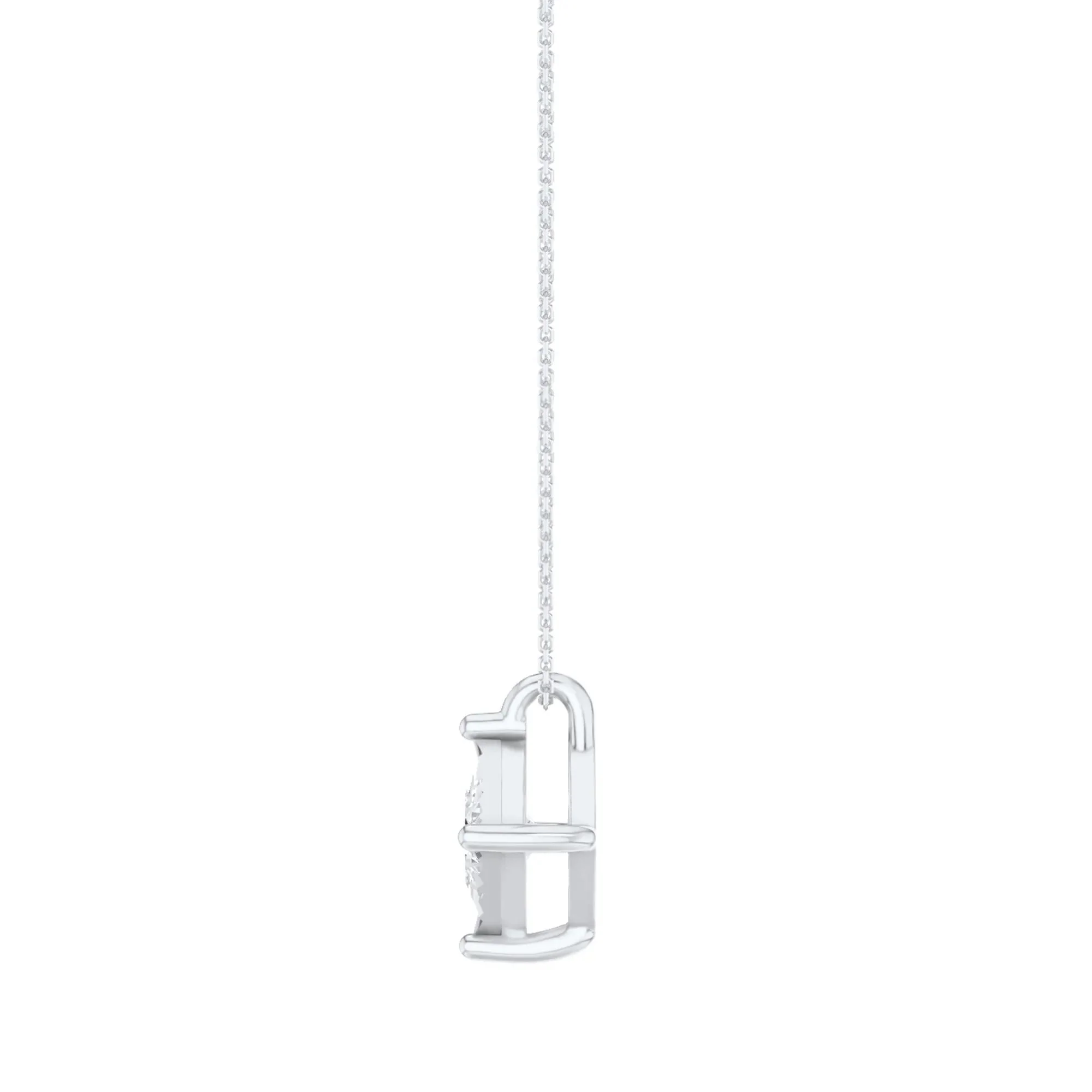 1/2 CT. Tw. Lab Grown Princess-Cut Diamond Illusion Pendant Necklace 10K White Gold Size 18" - Image 2
