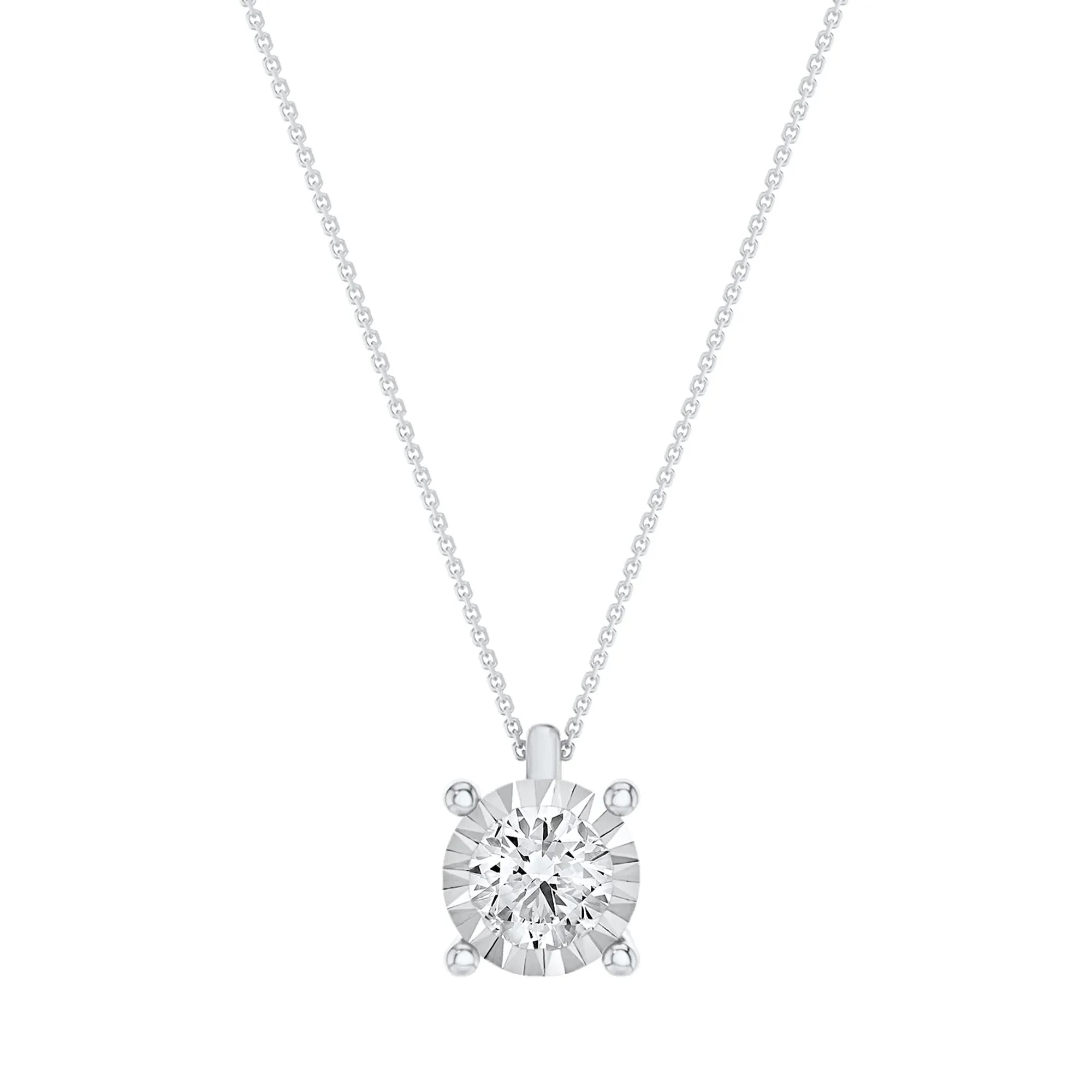 3/4 CT. Tw. Lab Grown Diamond Illusion Pendant Necklace 10K White Gold ( ) Size 18"