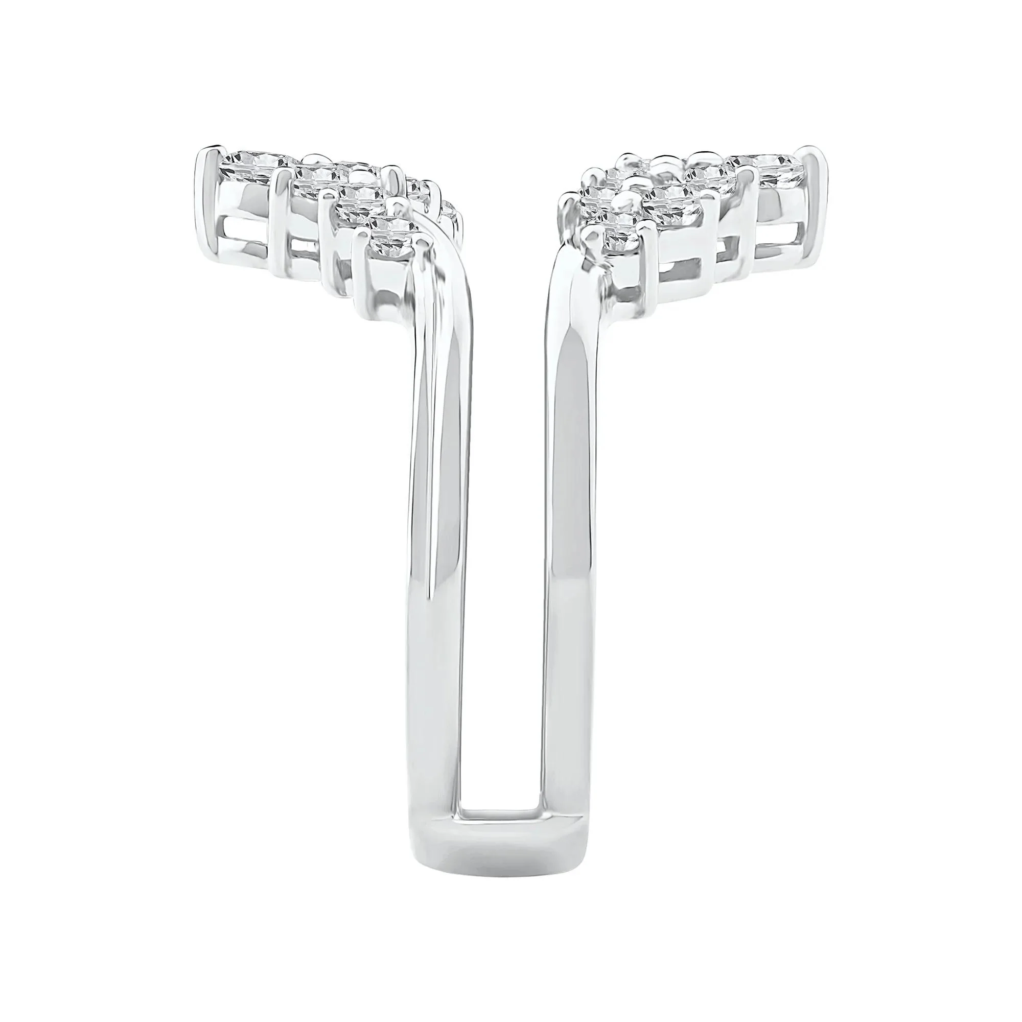 1 CT. Tw. Lab Grown Diamond Chevron Insert 14K White Gold Ring Size 6.5mm - Image 3
