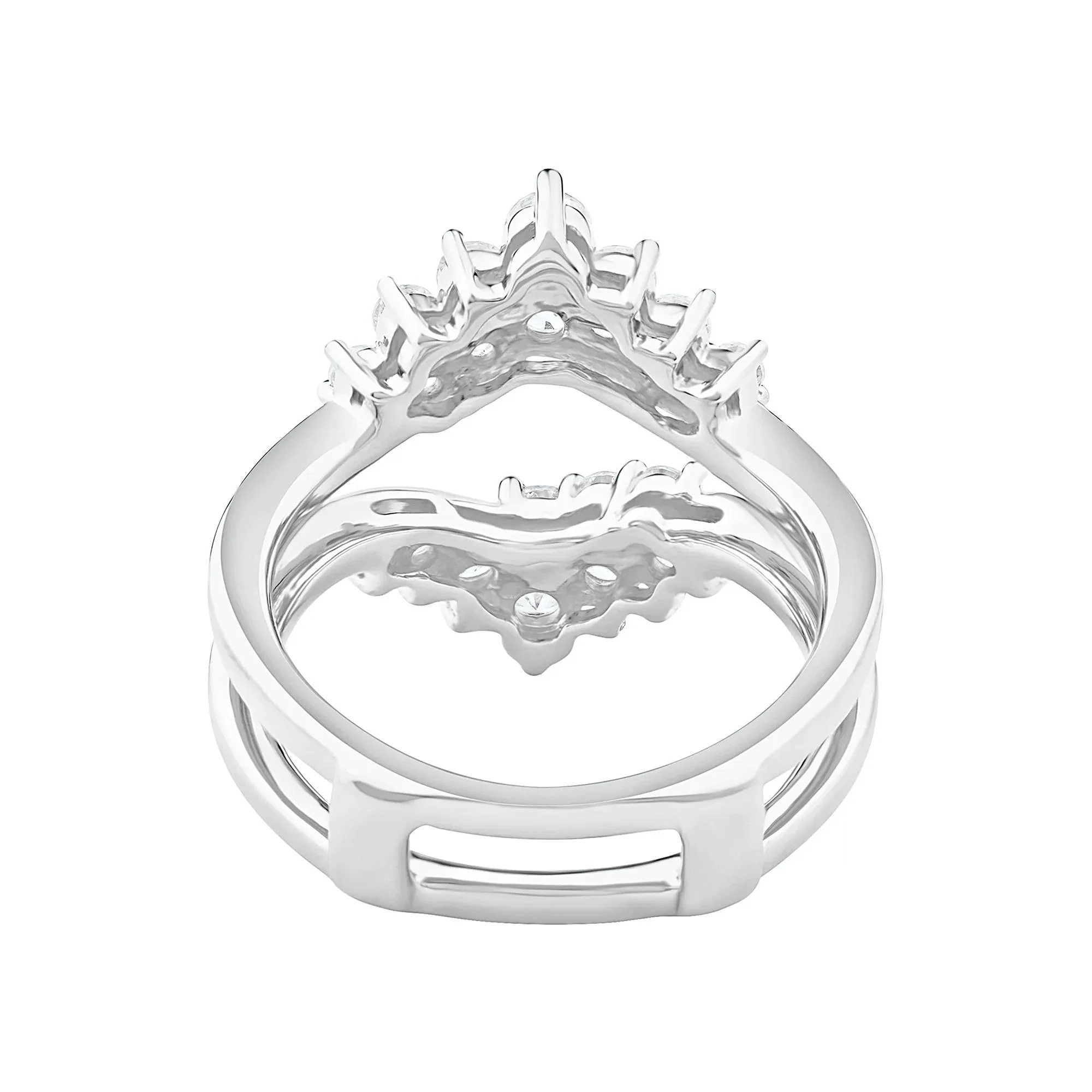 1 CT. Tw. Lab Grown Diamond Chevron Insert 14K White Gold Ring Size 6.5mm - Image 4