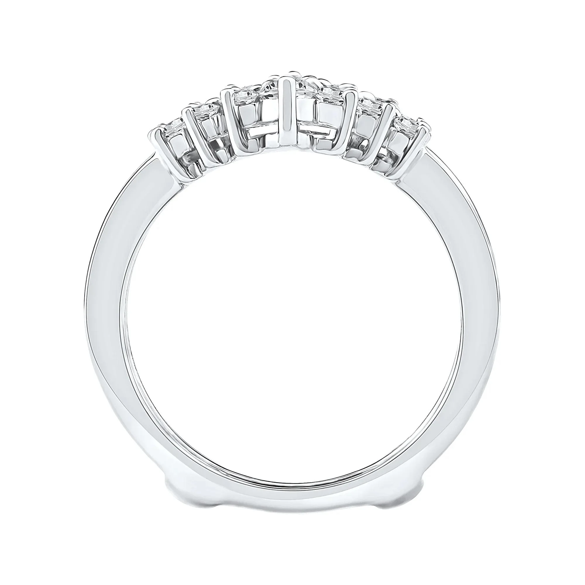 1 CT. Tw. Lab Grown Diamond Chevron Insert 14K White Gold Ring Size 7.5 6.5mm - Image 2