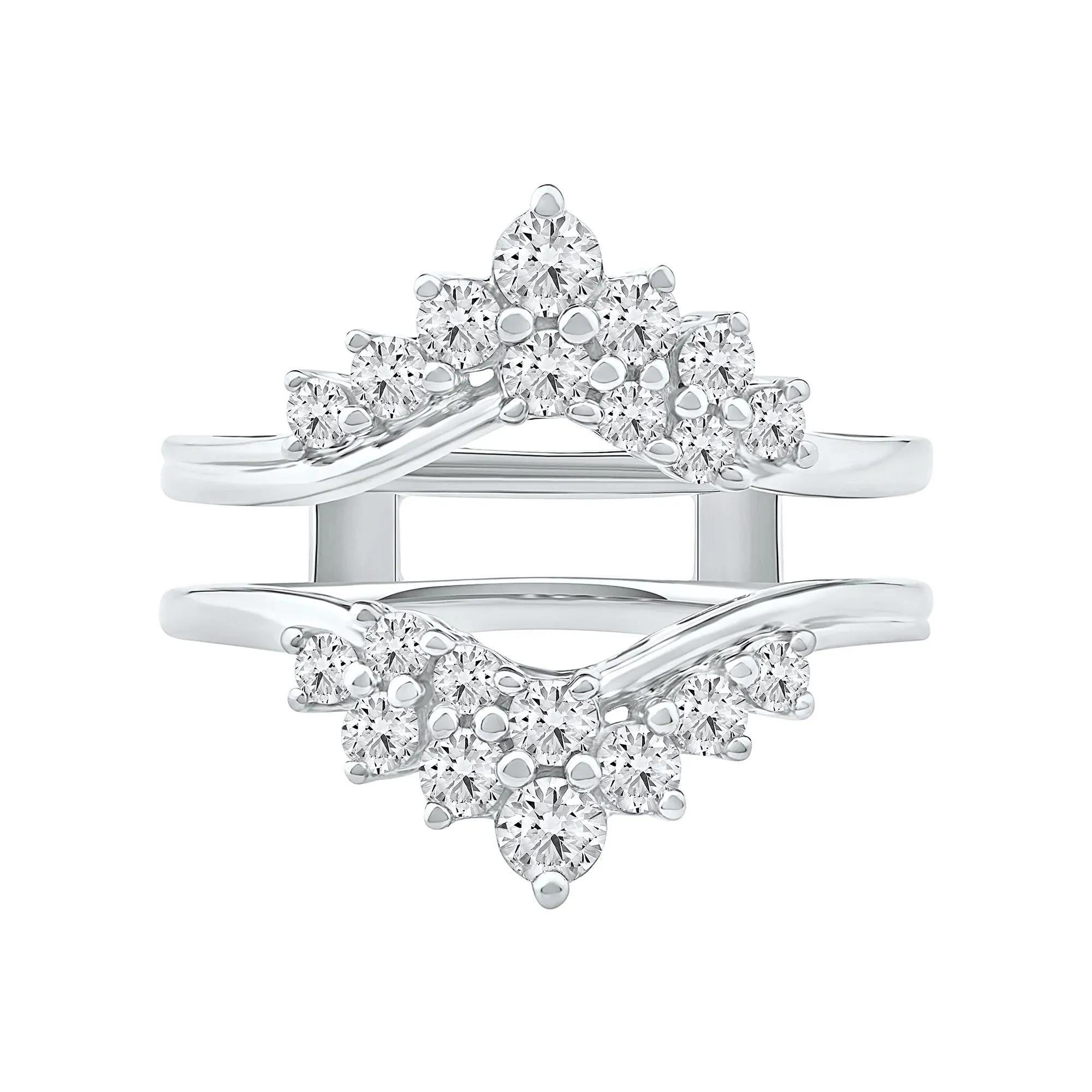 1 CT. Tw. Lab Grown Diamond Chevron Insert 14K White Gold Ring Size 9 6.5mm