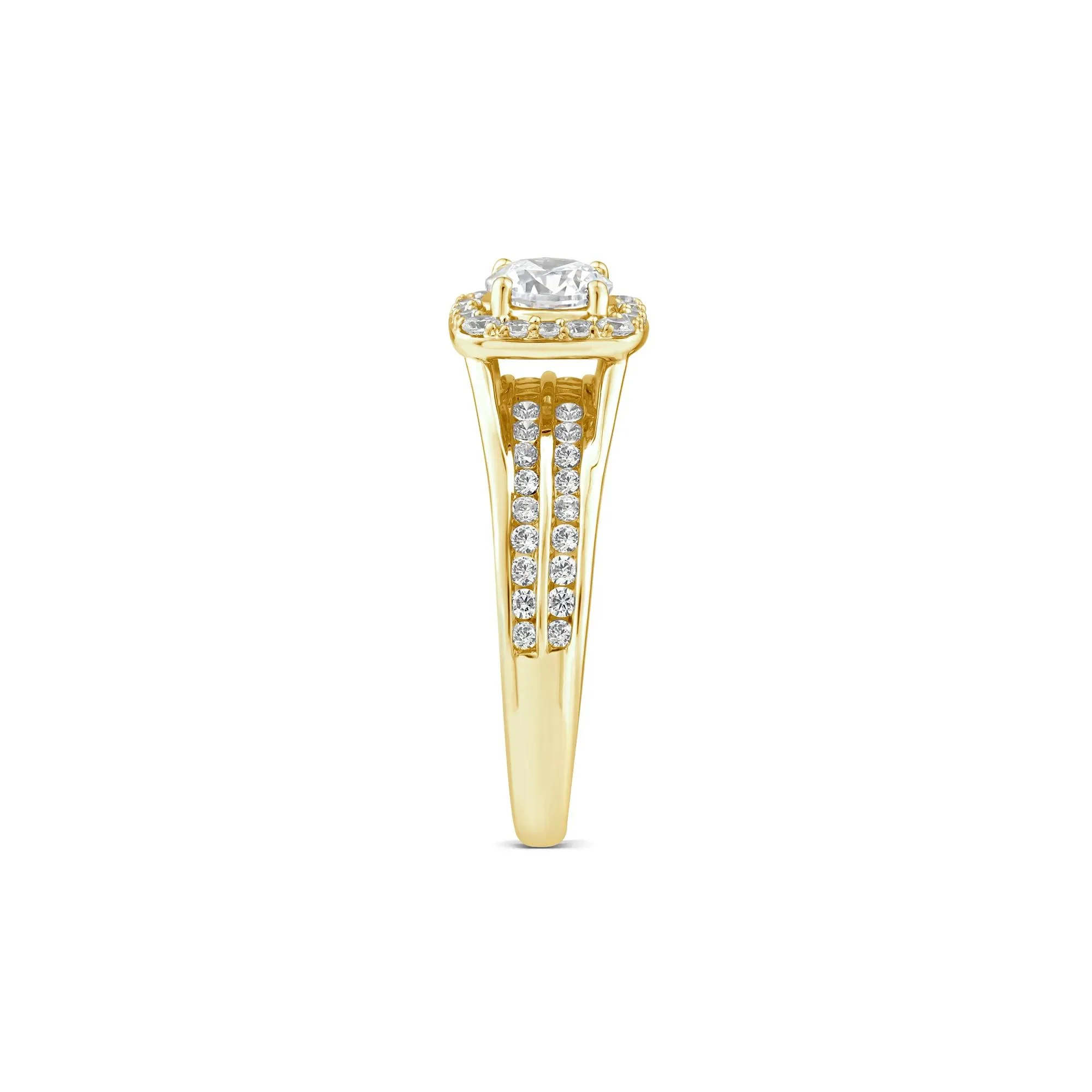 1/4 CT. Tw. Lab Grown Diamond Halo Engagement Ring 10K Yellow Gold Round Brilliant Cut Size 7.5 - Image 3