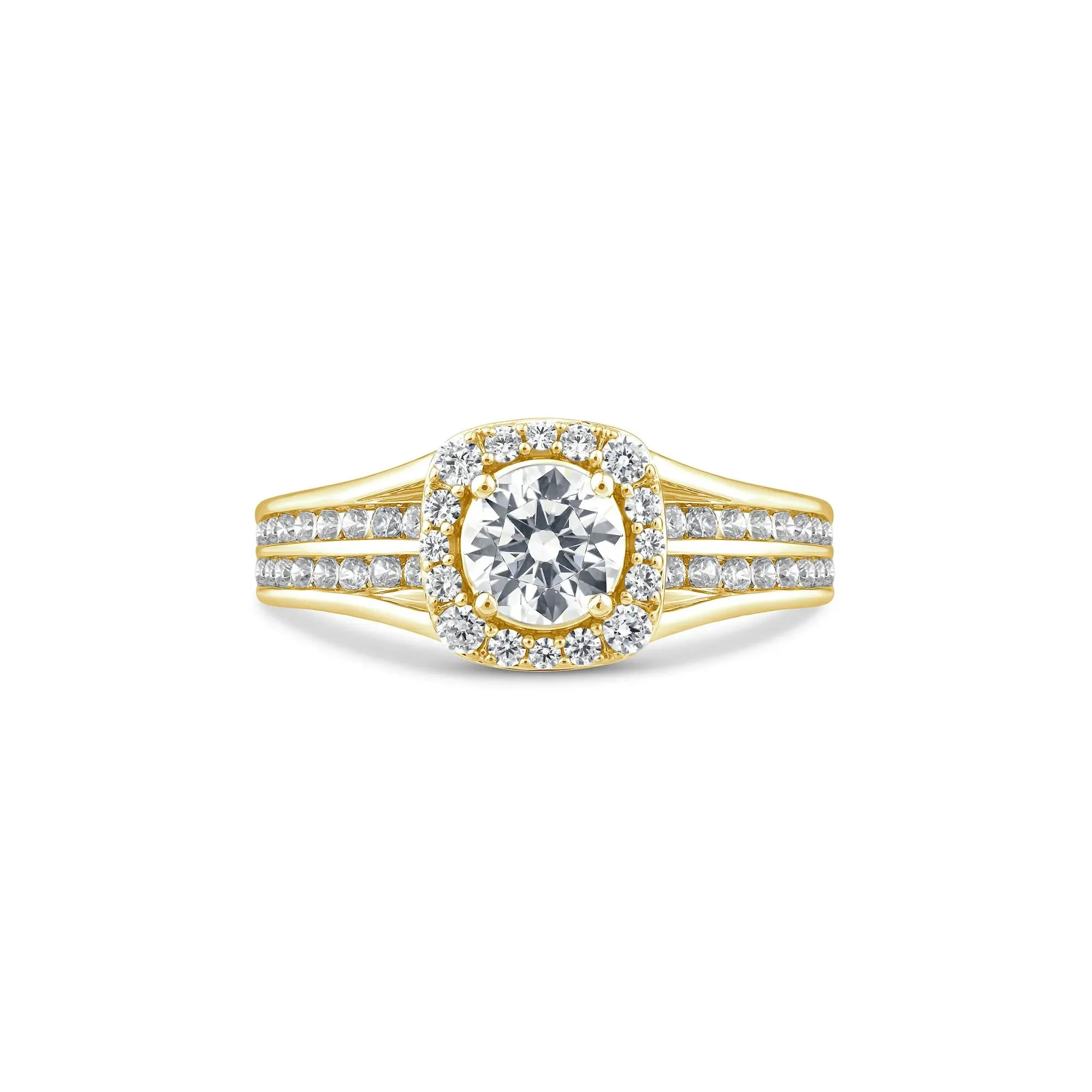 1/4 CT. Tw. Lab Grown Diamond Halo Engagement Ring 10K Yellow Gold Round Brilliant Cut Size 9