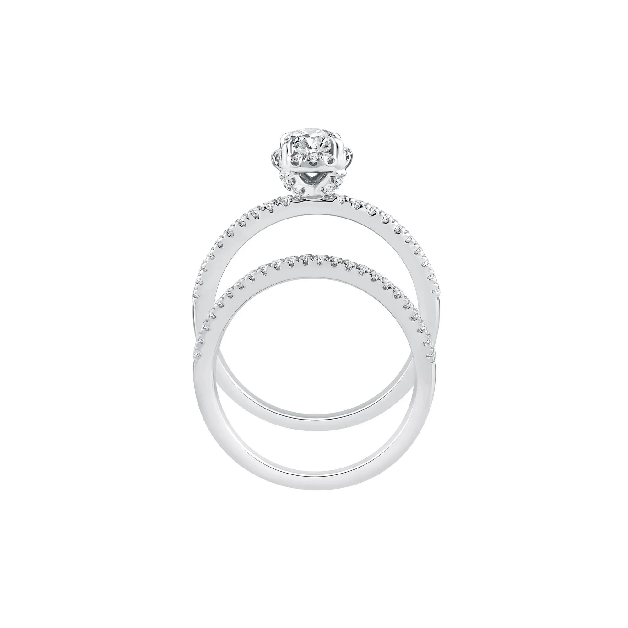 1 CT. Tw. Lab Grown Diamond Oval Center Bridal Set 10K White Gold Ring Size 8.5 - Image 2