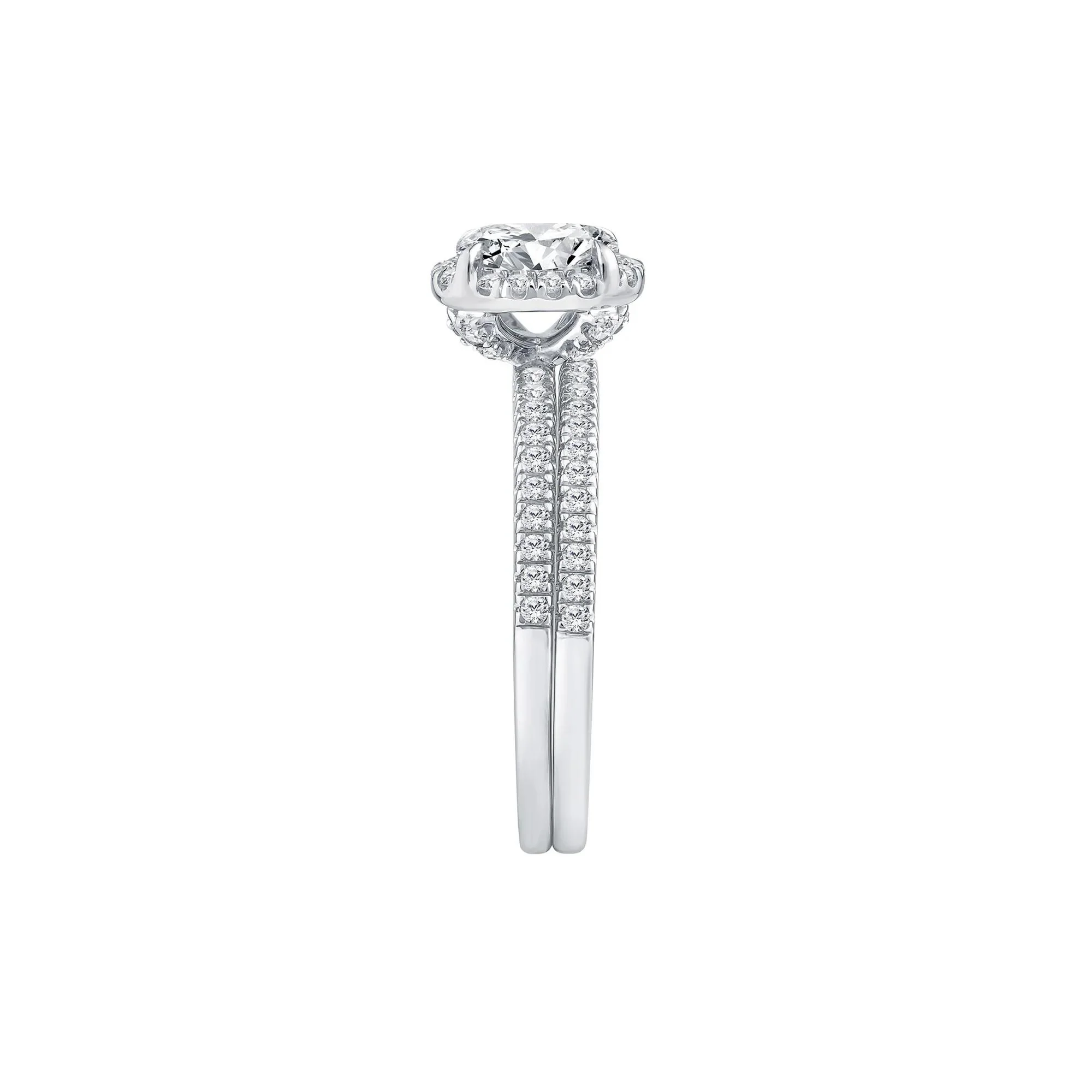1 CT. Tw. Lab Grown Diamond Oval Center Bridal Set 10K White Gold Ring Size 9 - Image 3