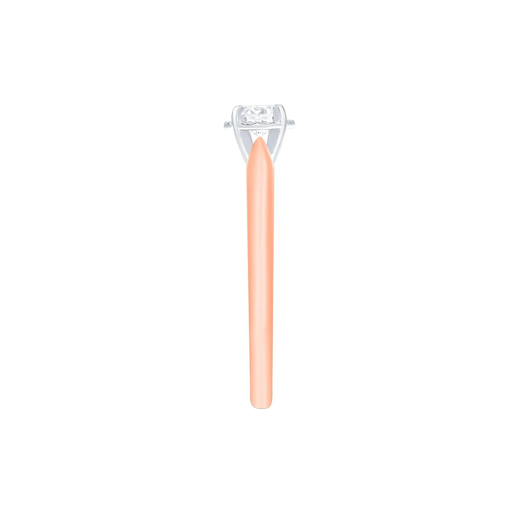 1/4 CT. Tw. Diamond Solitaire Engagement Ring 14K Rose Gold Round Brilliant Cut Size 7 - Image 3
