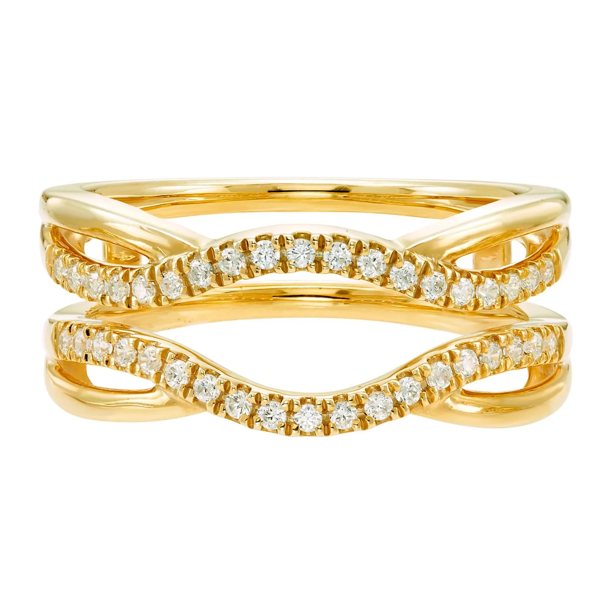 1/4 CT. Tw. Diamond Contoured Ring Insert 10K Yellow Gold Size 6.5