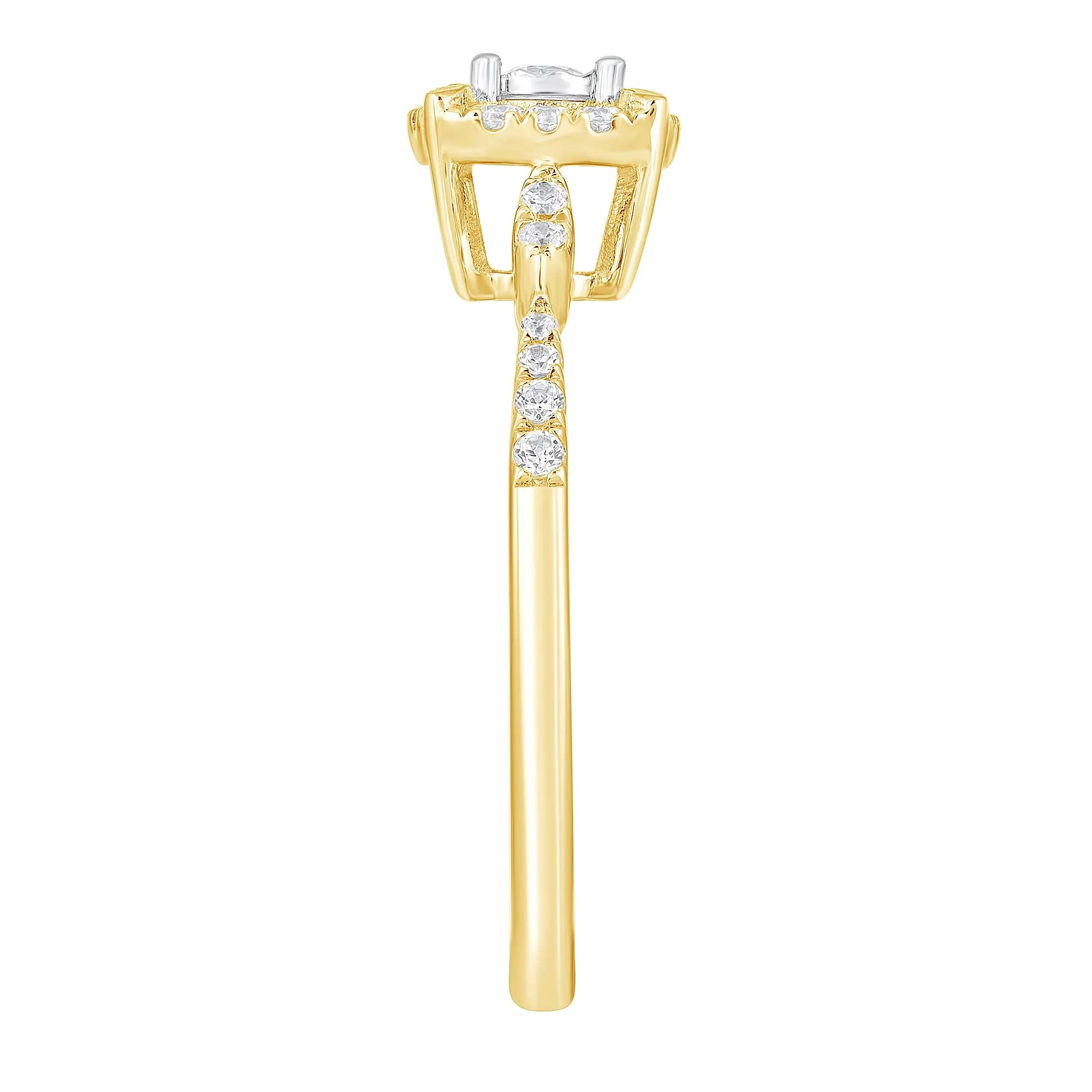 1/4 CT. Tw. Diamond Promise Ring 10K Yellow Gold Round Brilliant Cut Size 6 - Image 3