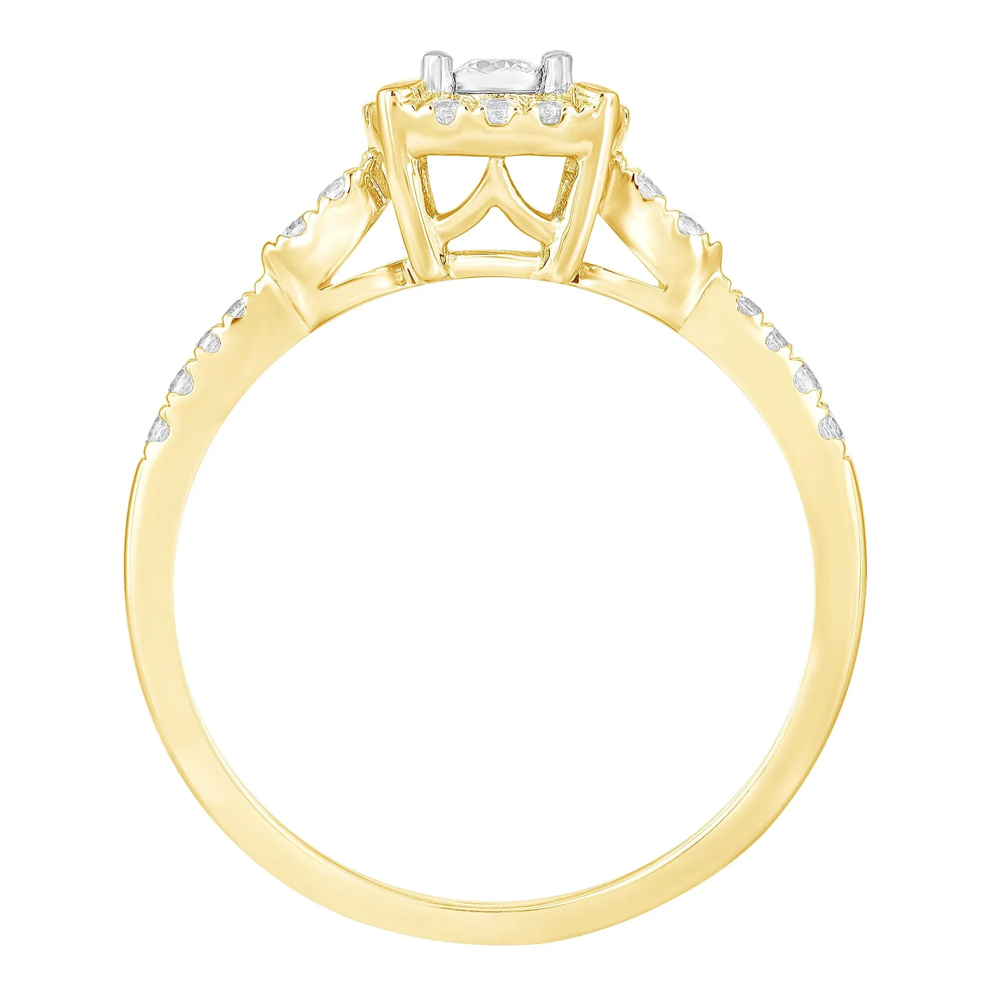 1/4 CT. Tw. Diamond Promise Ring 10K Yellow Gold Round Brilliant Cut Size 7.5 - Image 2