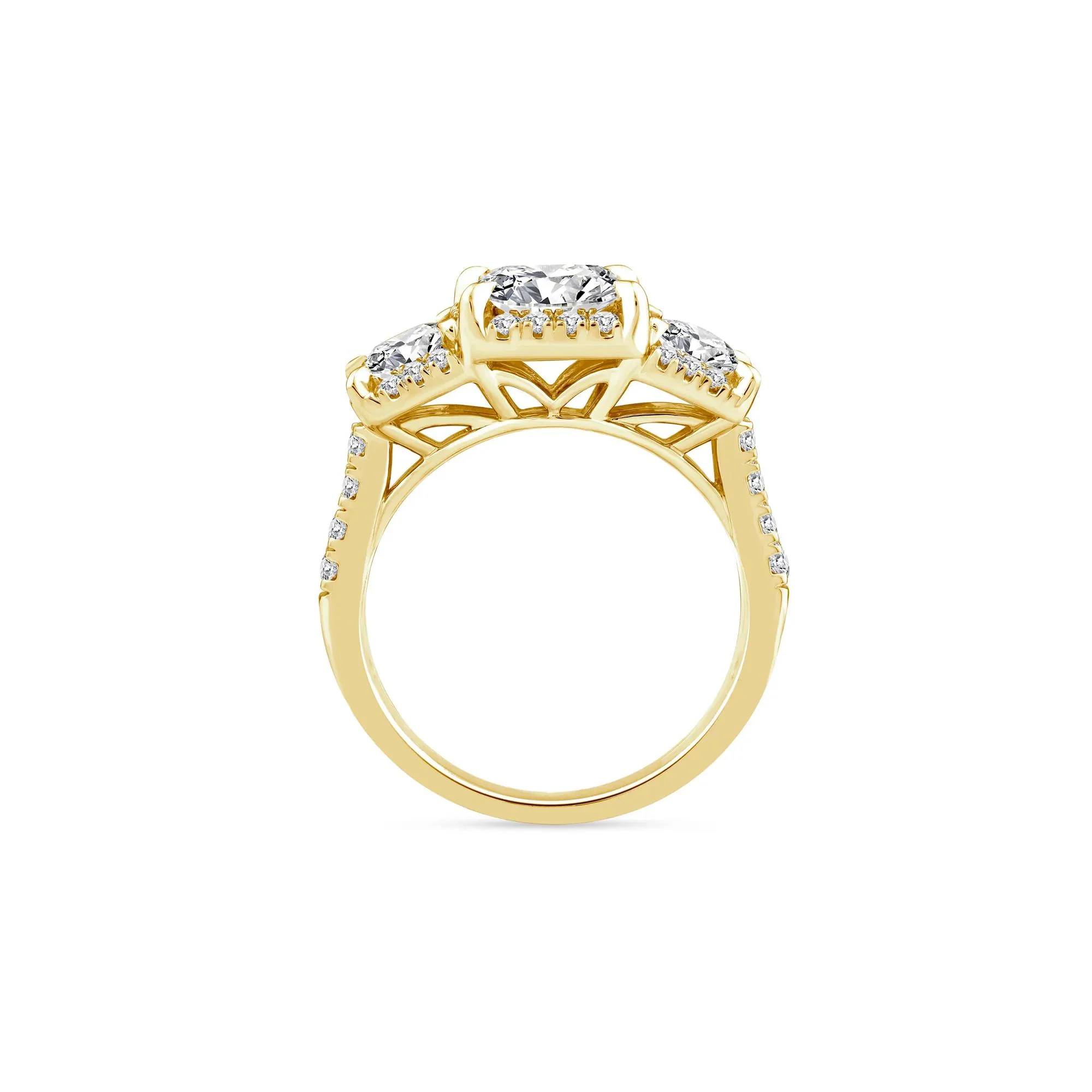 1/2 CT. Tw. Lab Grown Diamond Three-Stone Ring 14K Yellow Gold Round Brilliant Cut Size 6.5
