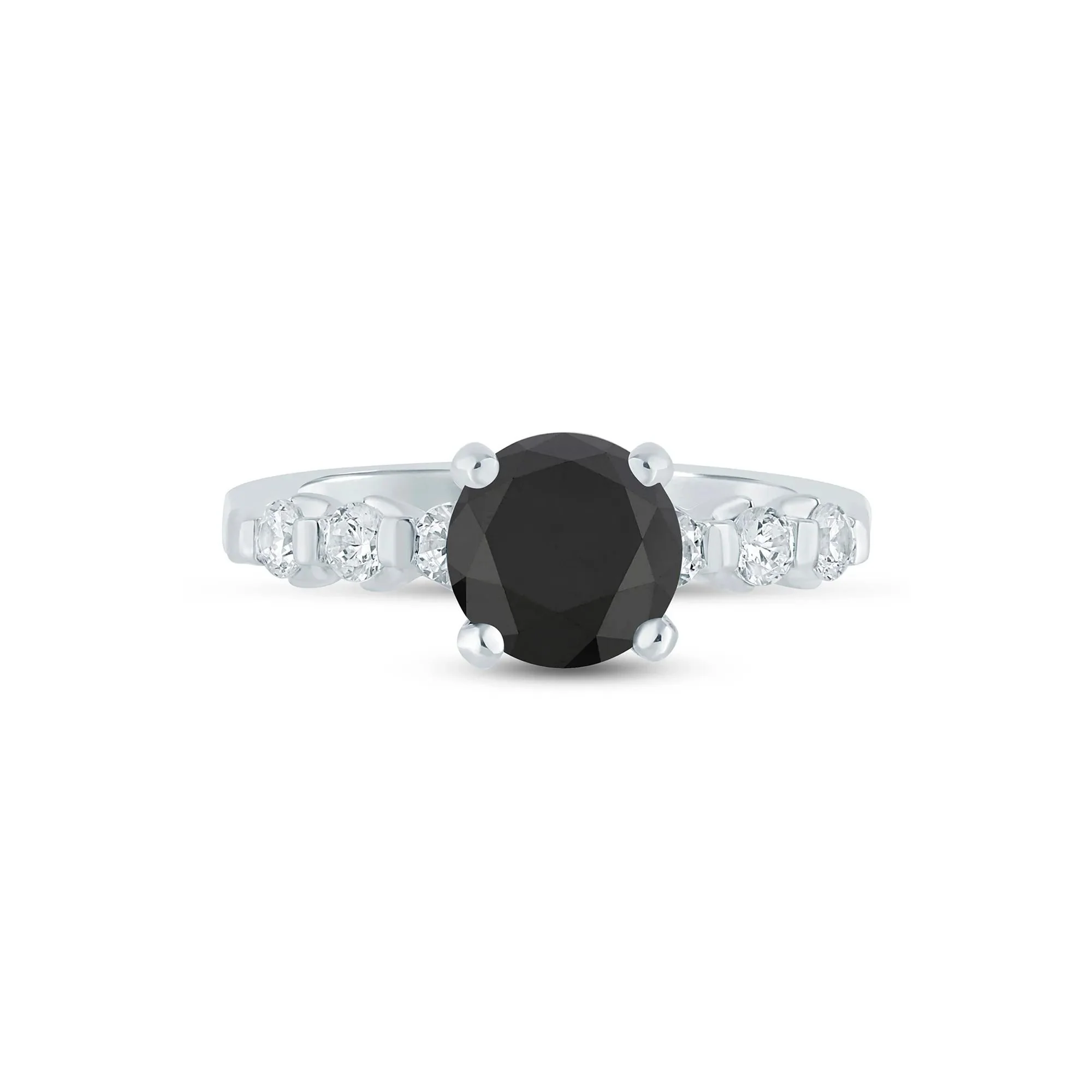 2 3/8 CT. Tw. Black Diamond Engagement Ring 14K White Gold Size 7.5 2mm - Image 2