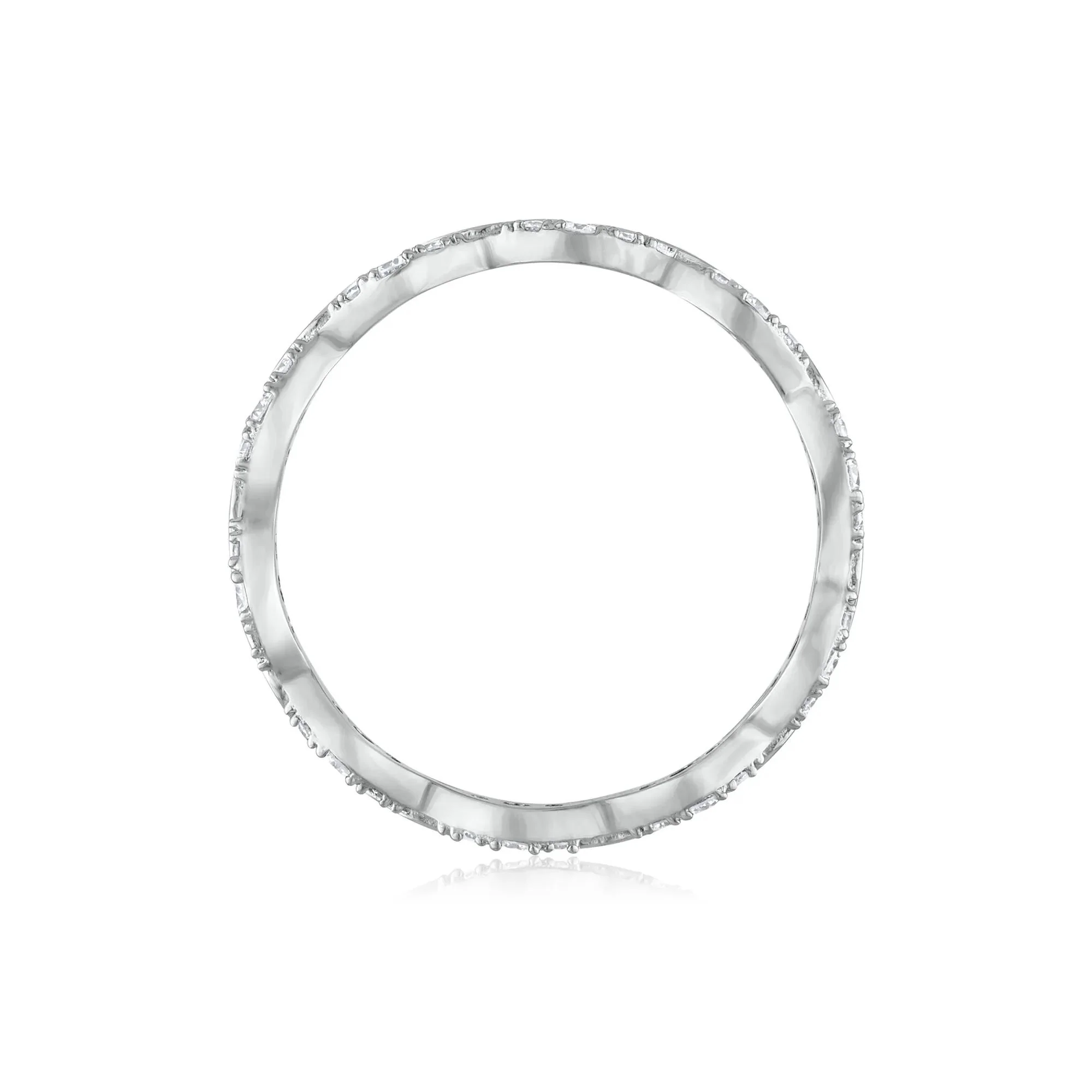1/5 CT. Tw. Wavy Diamond Stack Band Ring 14K White Gold Round Brilliant Cut Size 7 3mm - Image 2