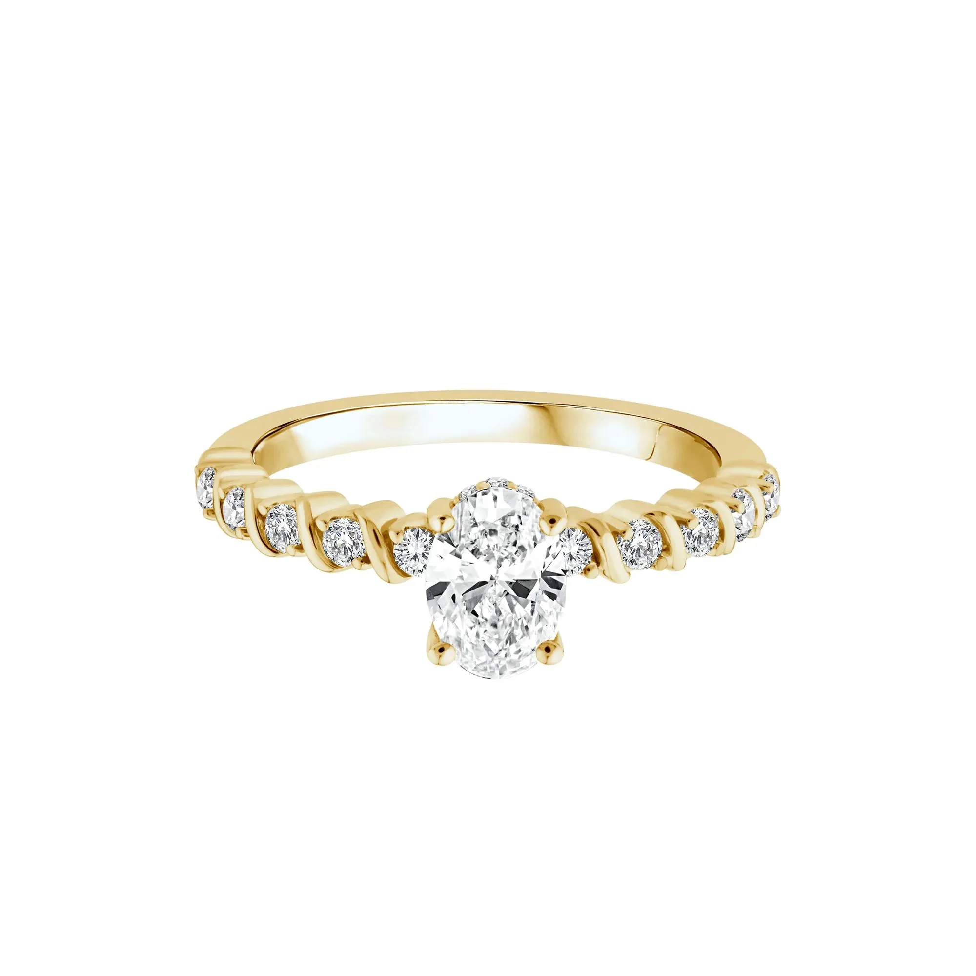 1 CT. Tw. Lab Grown Oval Diamond Engagement Ring 10K Yellow Gold Size 6.5