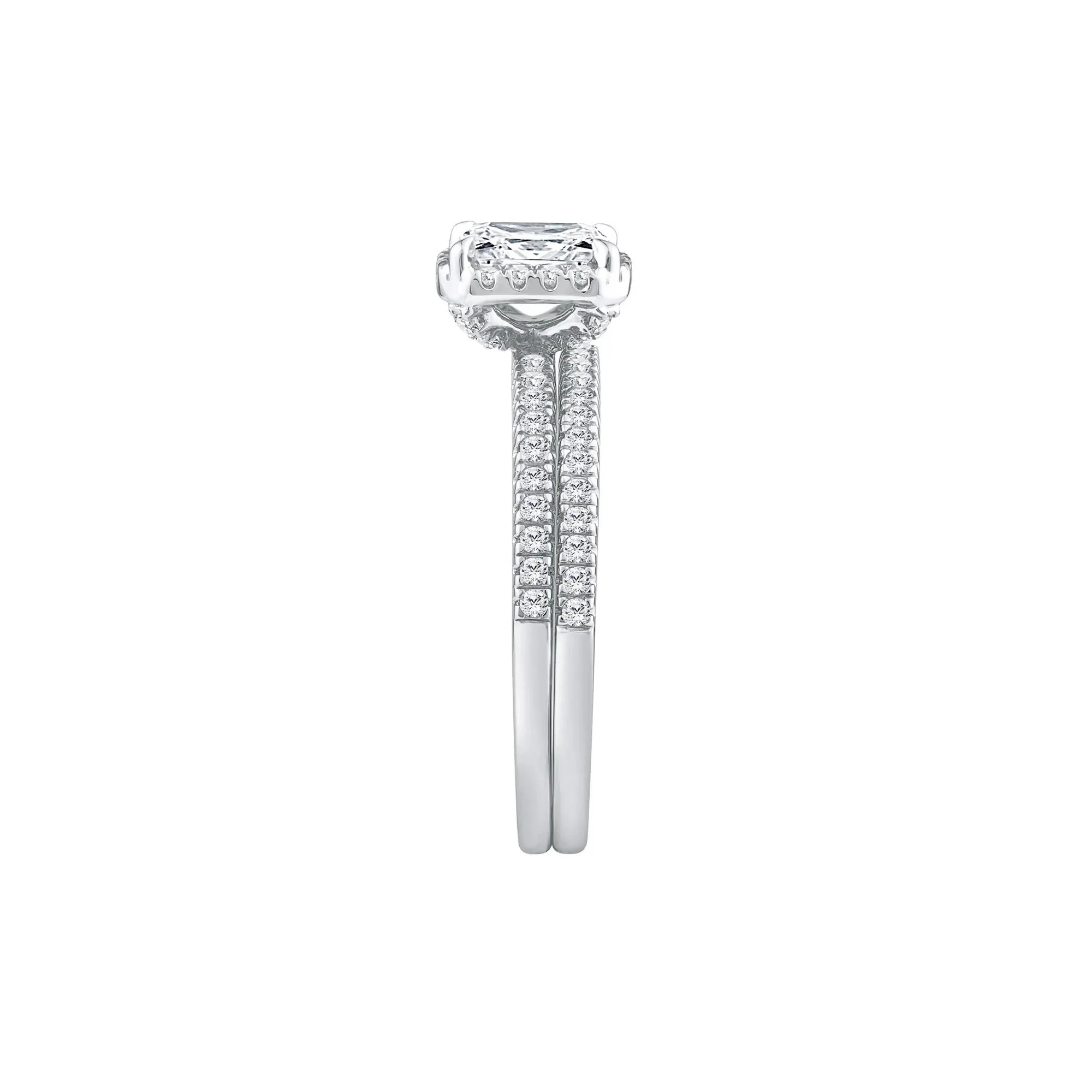 1 CT. Tw. Lab Grown Diamond Engagement Set 10K White Gold Ring Size 6 - Image 3