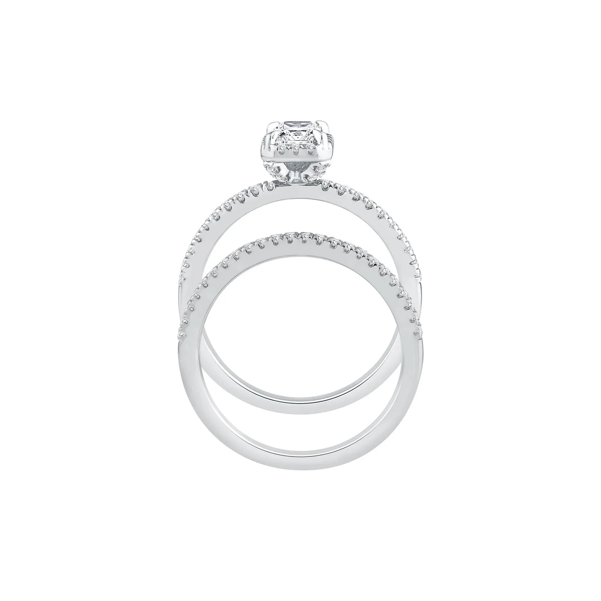 1 CT. Tw. Lab Grown Diamond Engagement Set 10K White Gold Ring Size 7 - Image 2