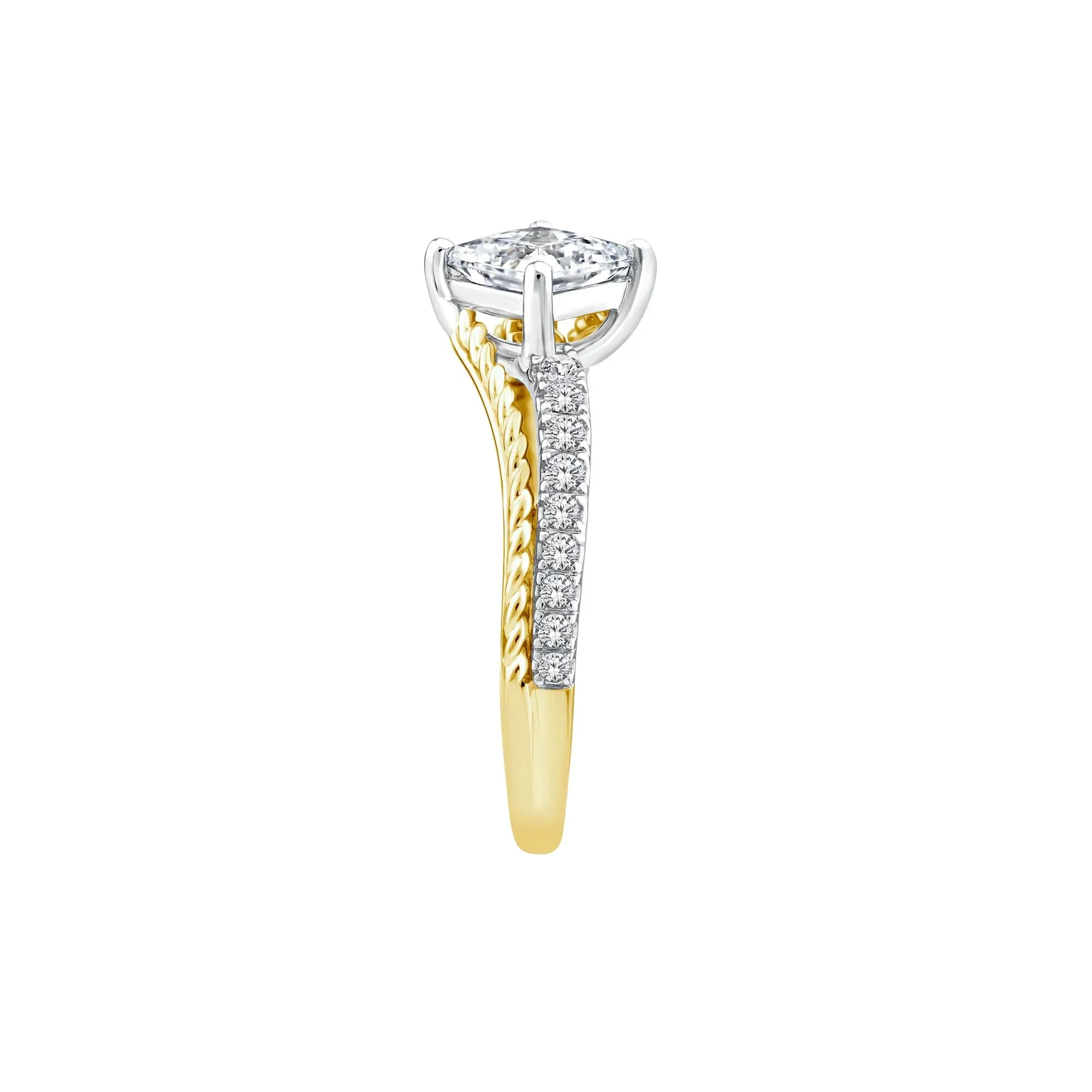 1/4 CT. Tw. Lab Grown Diamond Engagement Ring 14K Yellow and White Gold Size 6.5 - Image 2