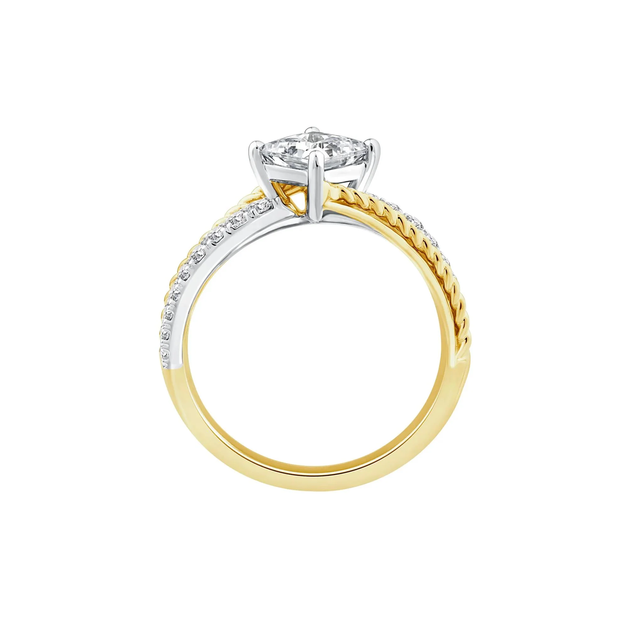 1/4 CT. Tw. Lab Grown Diamond Engagement Ring 14K Yellow and White Gold Size 7 - Image 3