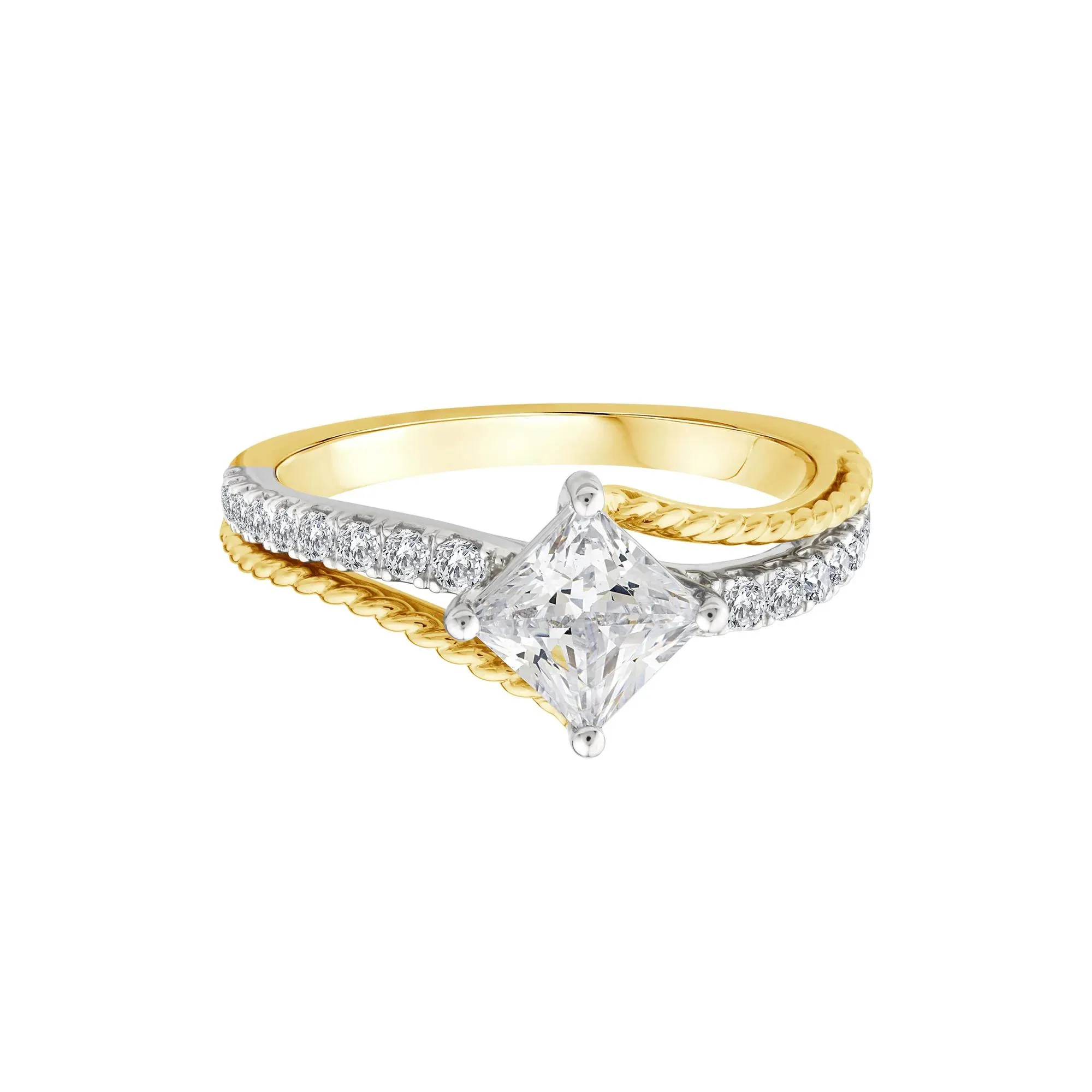 1/4 CT. Tw. Lab Grown Diamond Engagement Ring 14K Yellow and White Gold Size 7.5