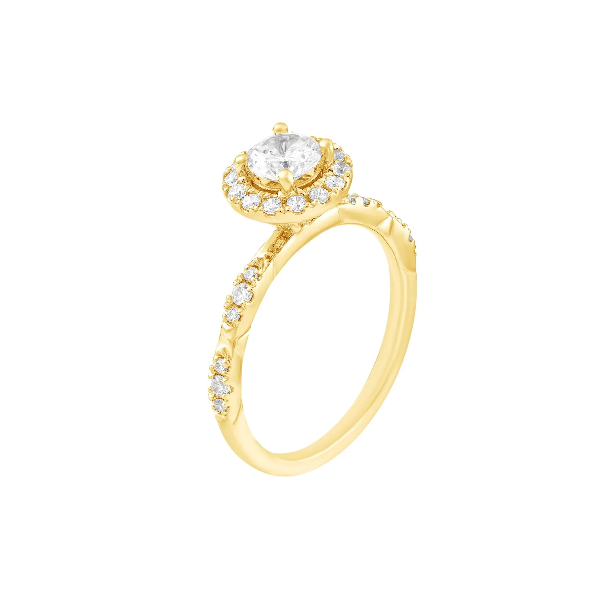 1 CT. Tw. Diamond Halo Engagement Ring 14K Yellow Gold Size 7.5 1.5mm - Image 5