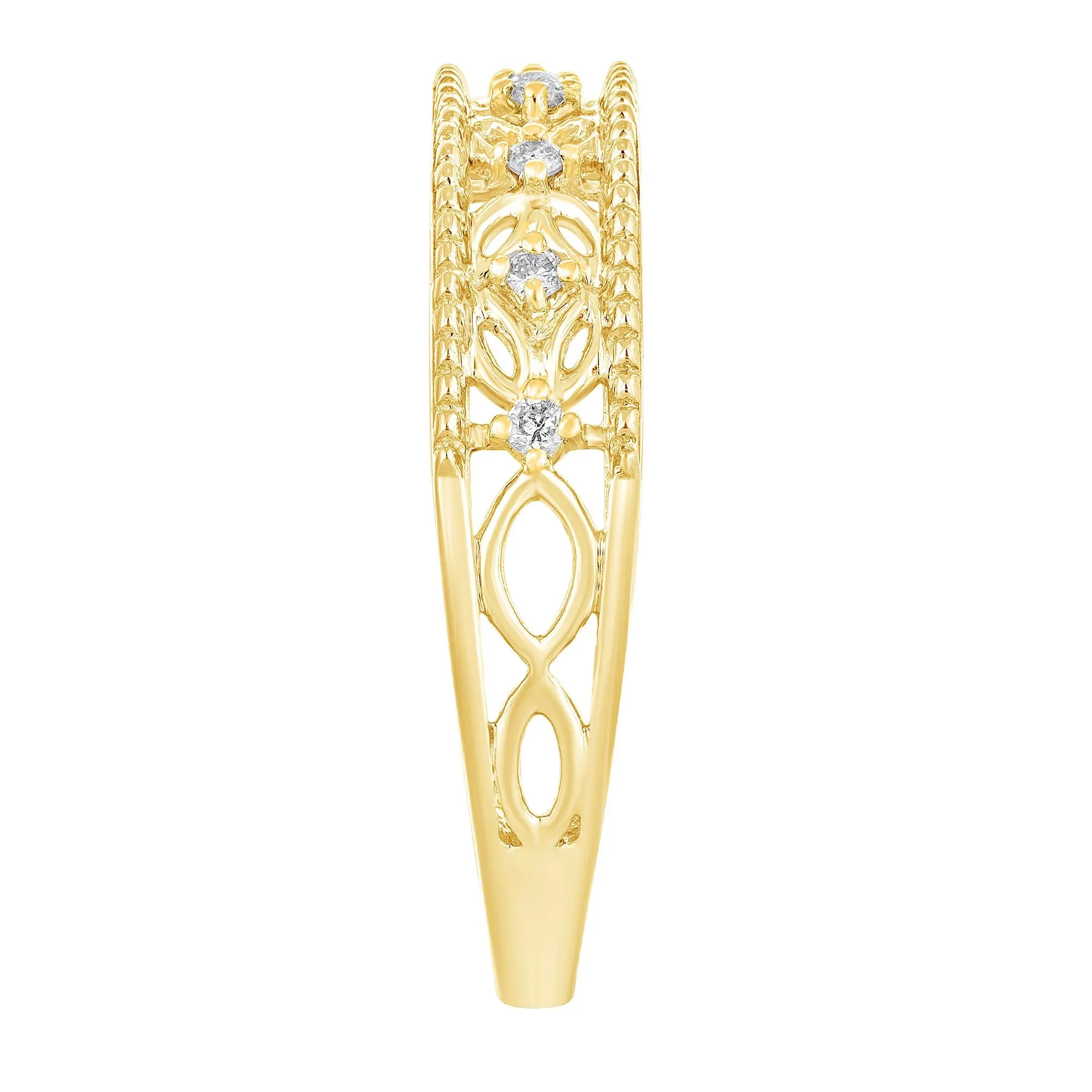 Diamond Accent Band Ring 10K Yellow Gold Size 7 - Image 3