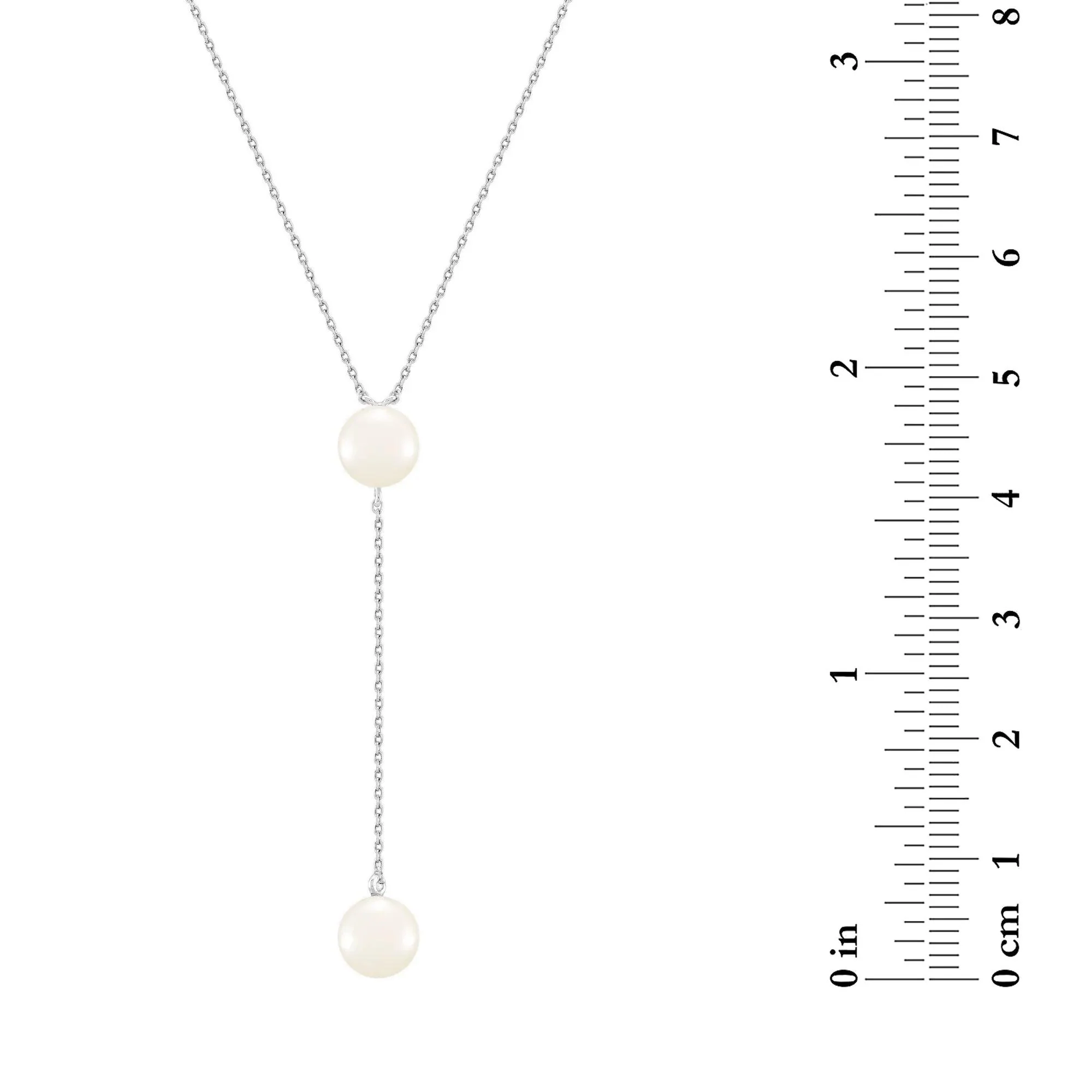 Round and Button Freshwater Cultured Pearl Drop Pendant Necklace .925 Sterling Silver White Size 18" - Image 4