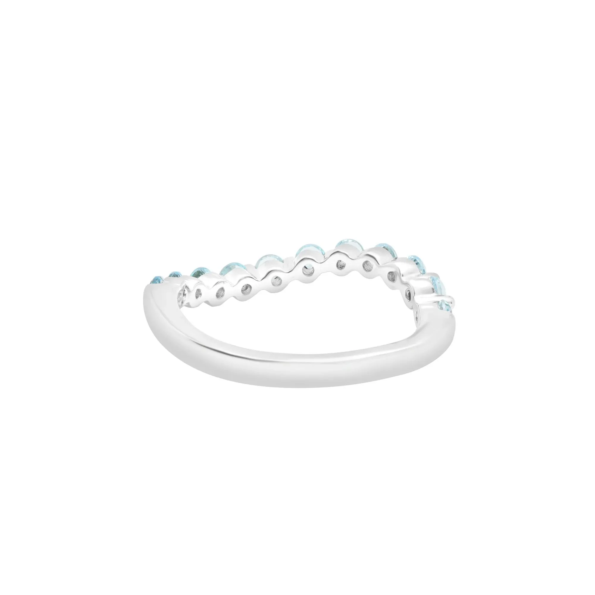 Blue Topaz Wave Band Ring .925 Sterling Silver Round Brilliant Cut White Size 7 2mm - Image 4