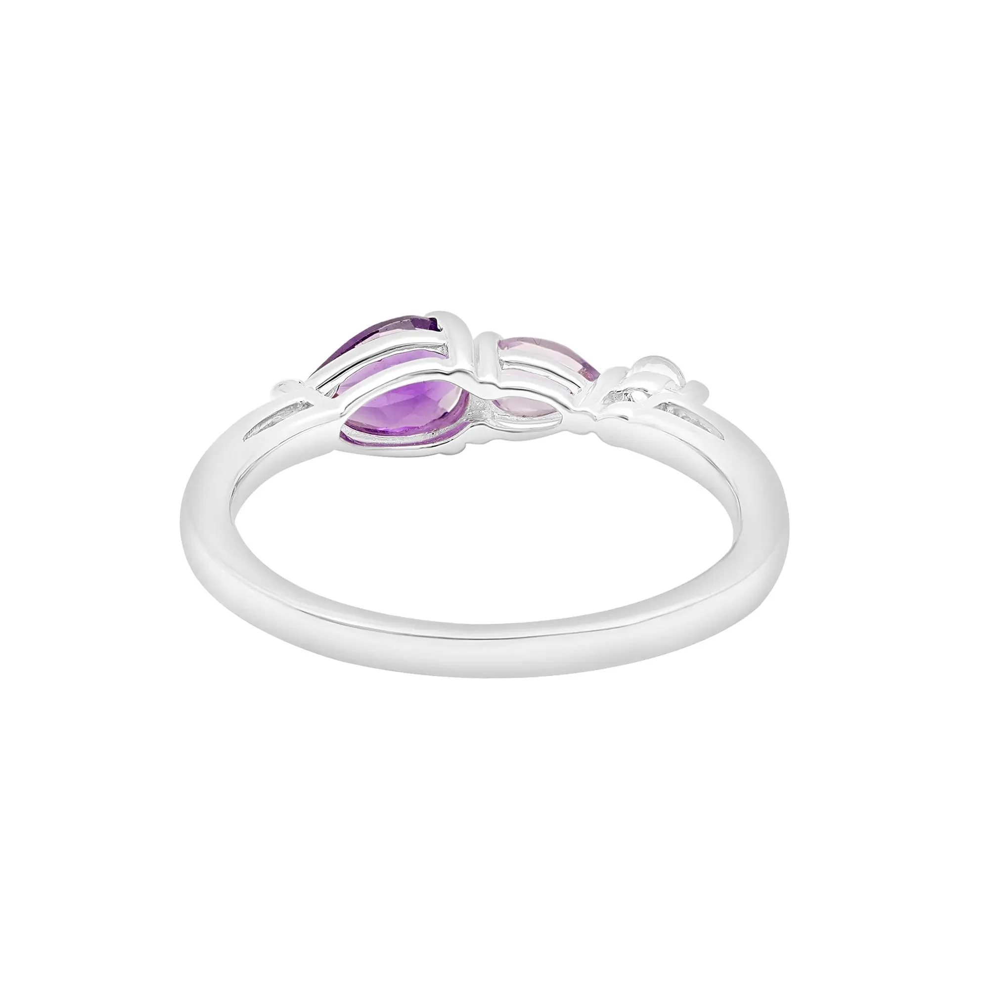 Amethyst Ring with Rose De France and White Topaz .925 Sterling Silver Round Brilliant Cut Size 7 1mm - Image 5