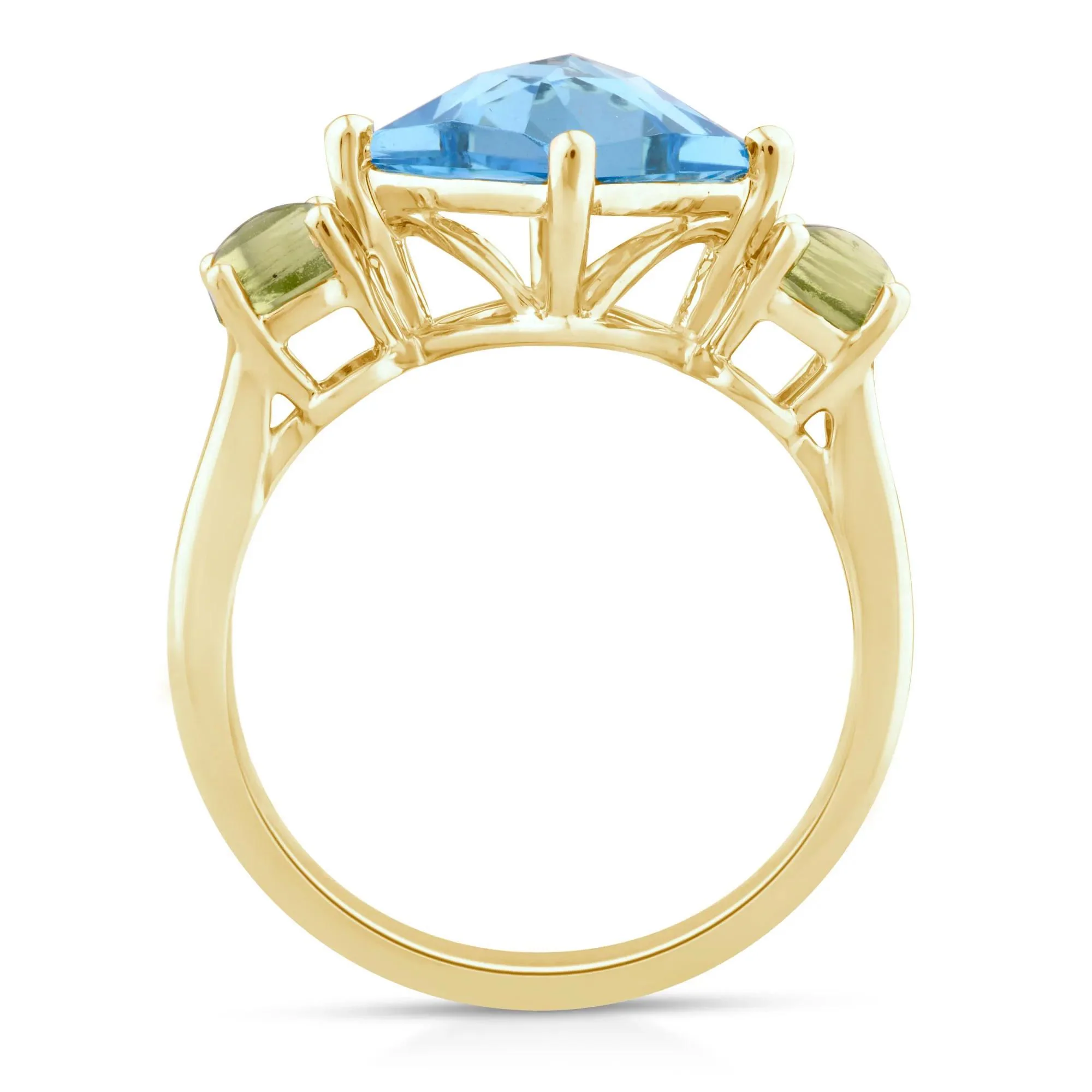 Blue Topaz Ring with Peridot 10K Yellow Gold Size 7 1mm - Image 2