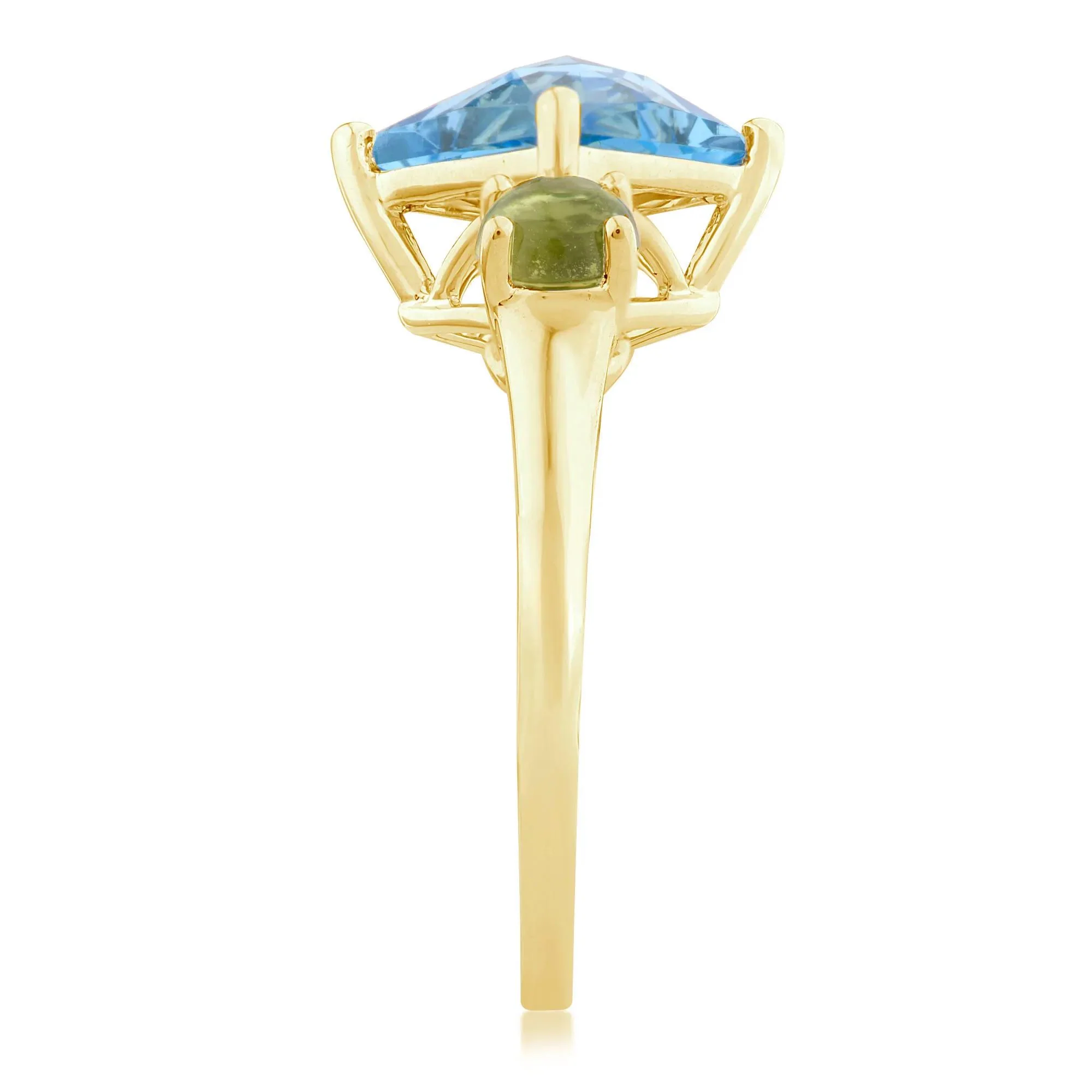 Blue Topaz Ring with Peridot 10K Yellow Gold Size 7 1mm - Image 3