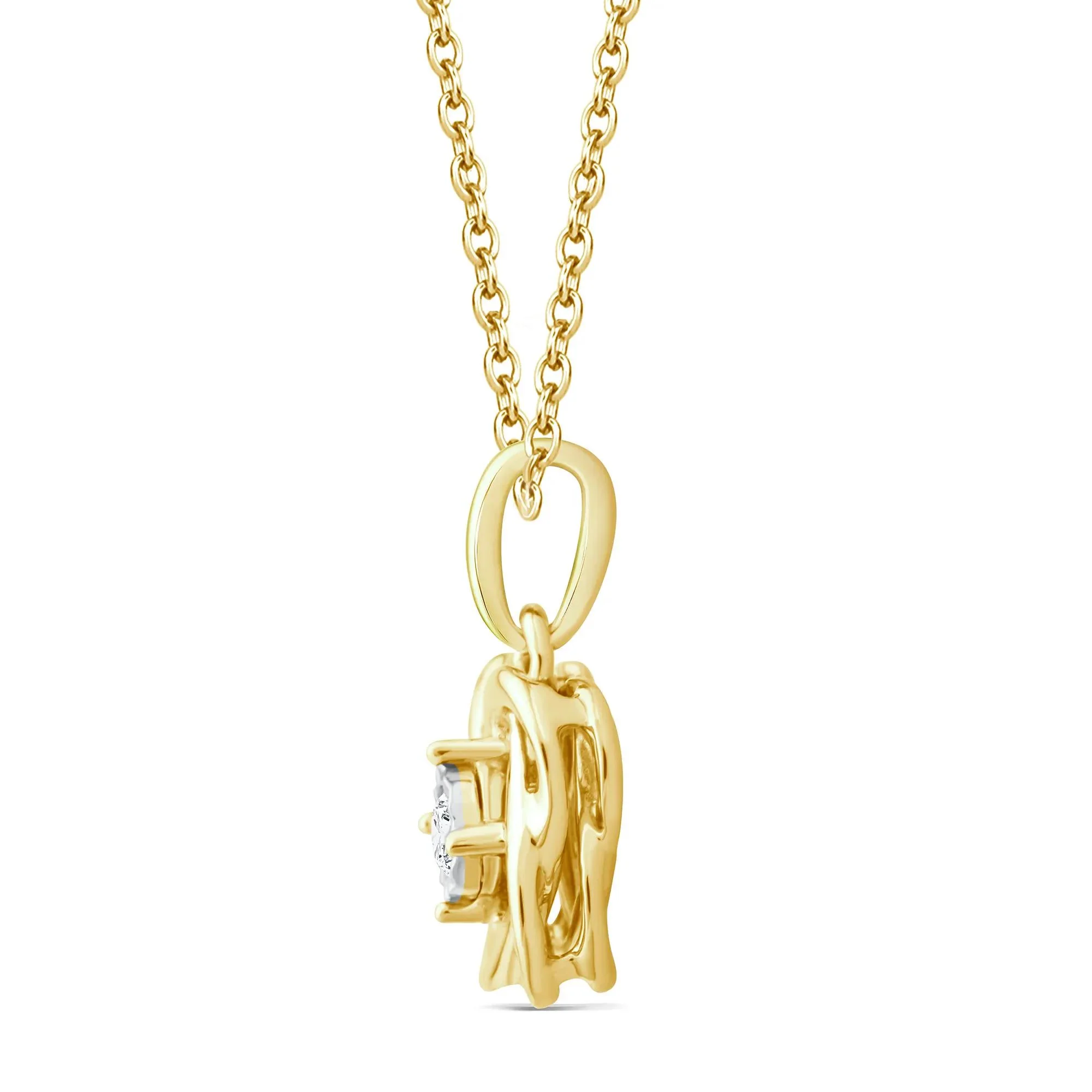 Diamond Accent Pendant Necklace 10K Yellow Gold Size 18" - Image 2