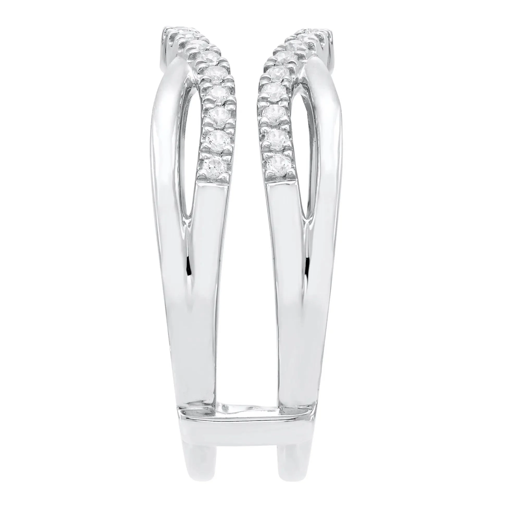 1/4 CT. Tw. Diamond Contoured Ring Insert 10K White Gold Size 7 - Image 3
