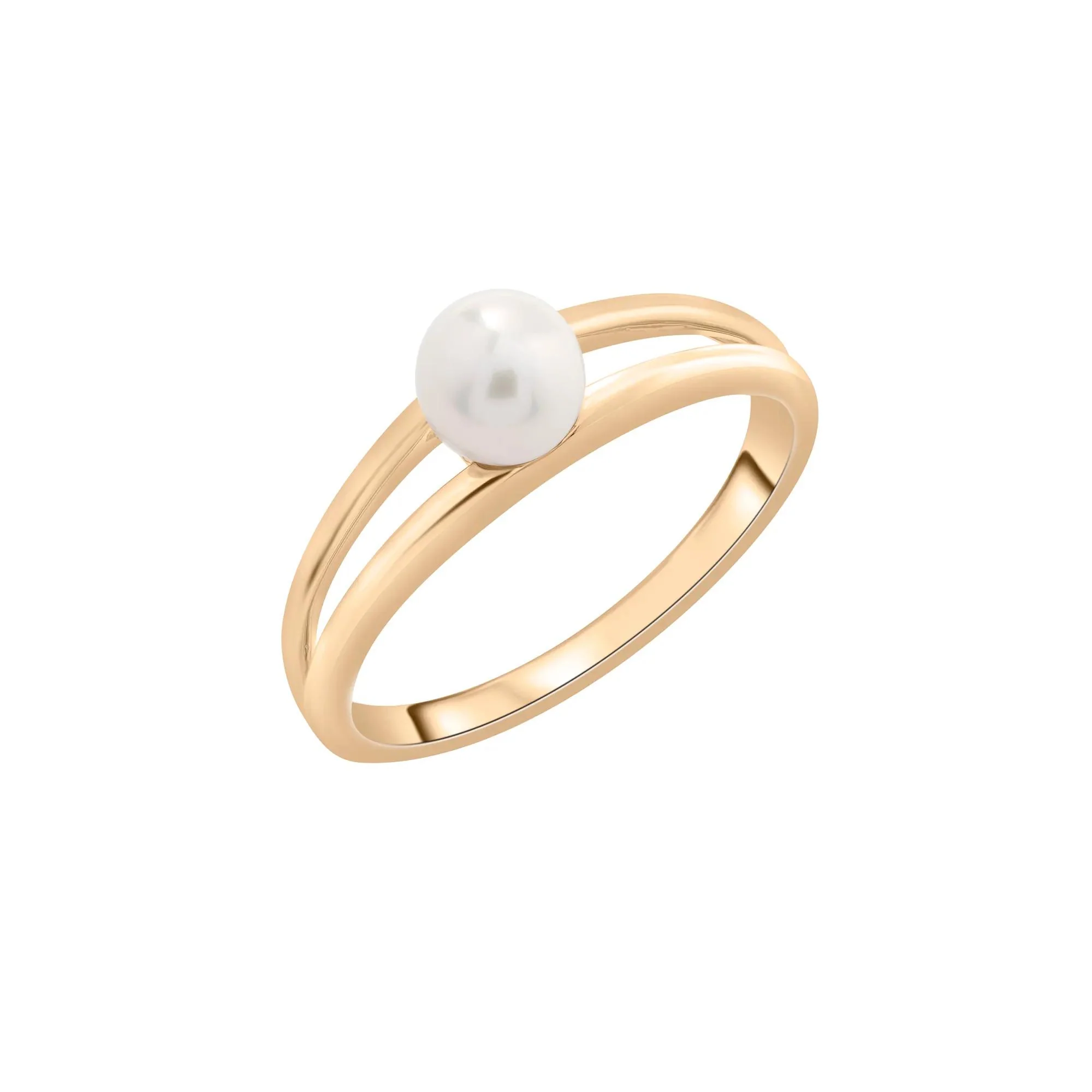 Freshwater Cultured Pearl Mini Split Shank Ring 10K Yellow Gold Size 5 1mm - Image 5