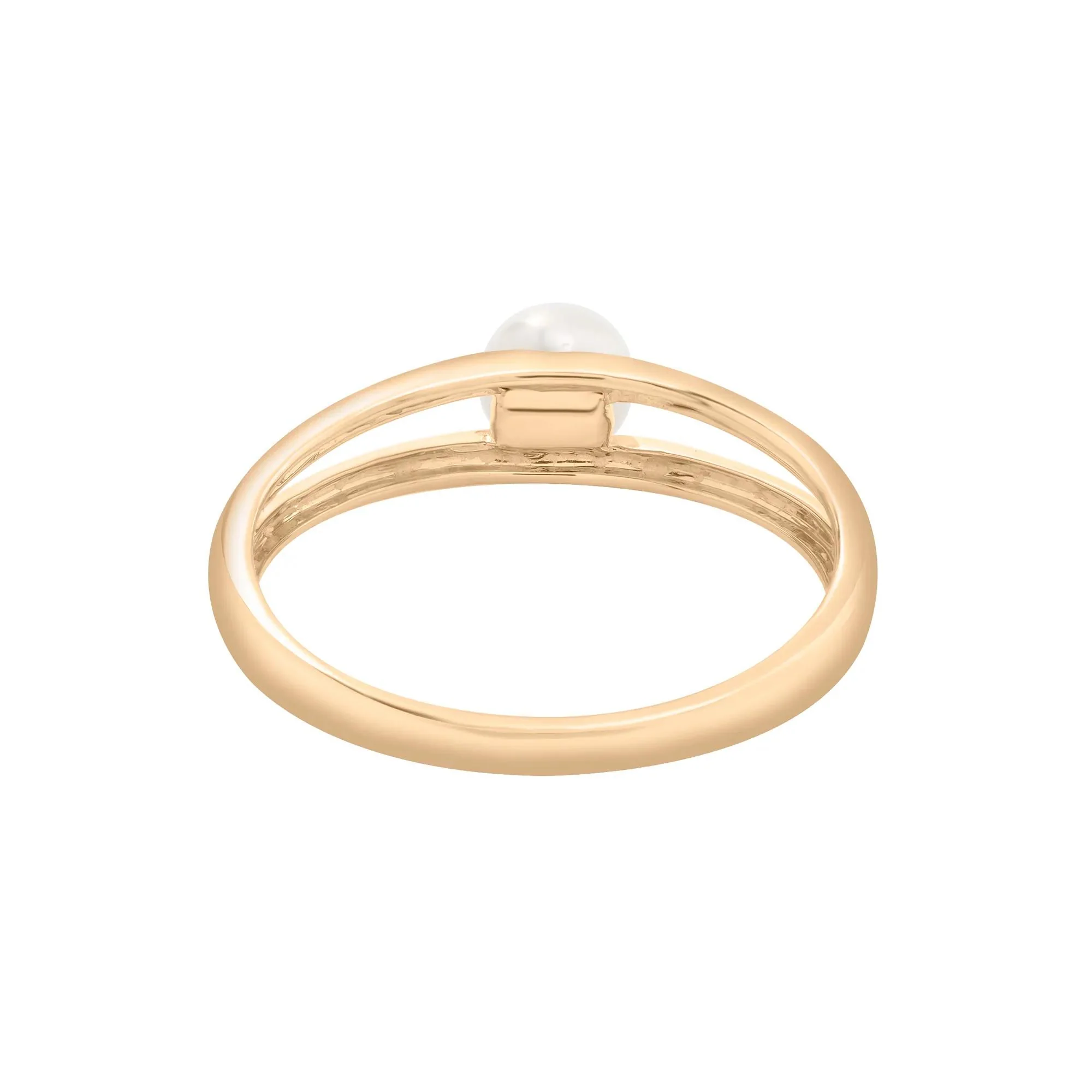 Freshwater Cultured Pearl Mini Split Shank Ring 10K Yellow Gold Size 6.5 1mm - Image 2