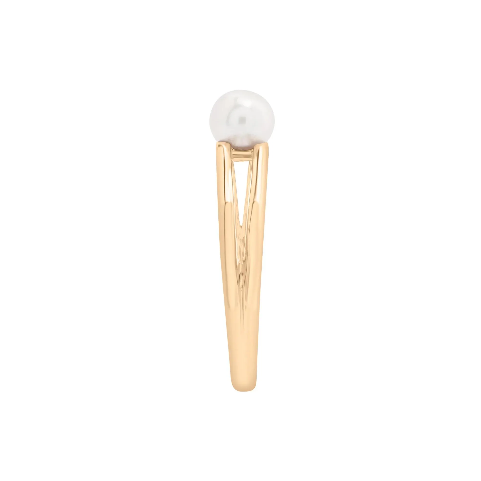 Freshwater Cultured Pearl Mini Split Shank Ring 10K Yellow Gold Size 8 1mm