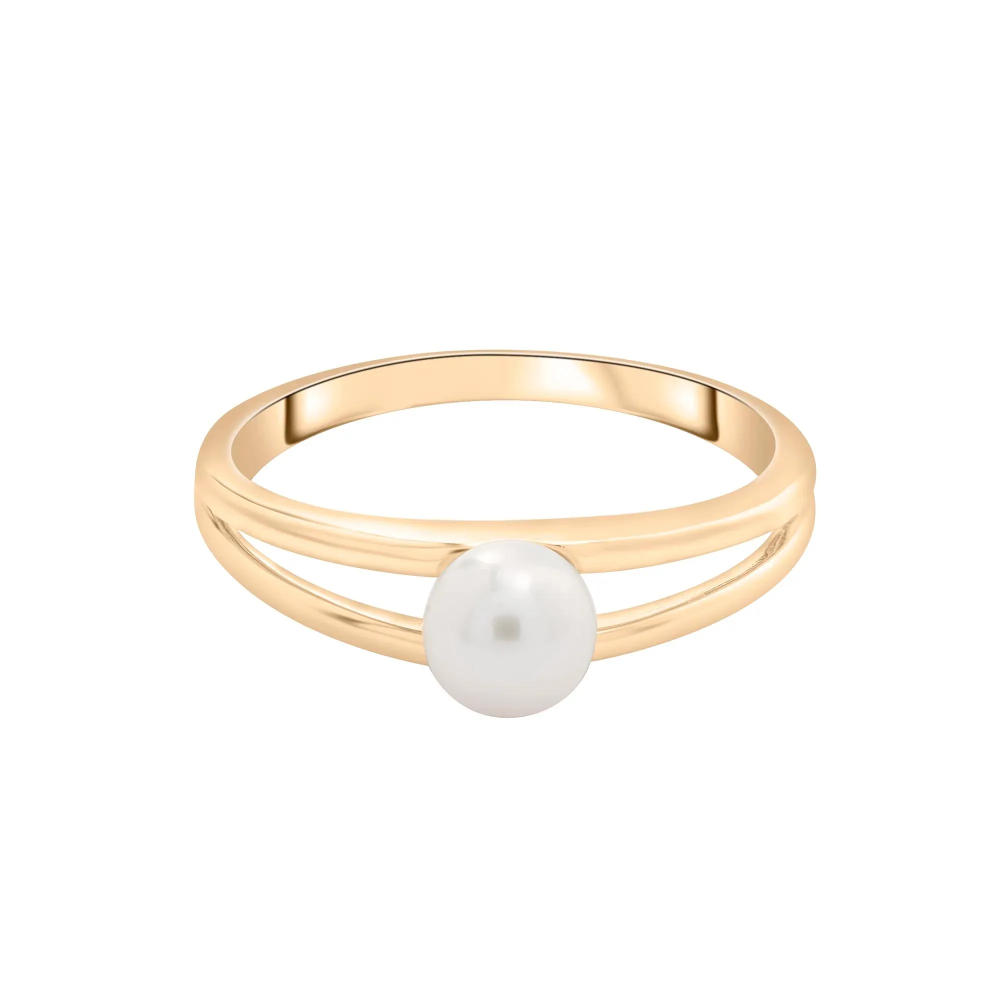 Freshwater Cultured Pearl Mini Split Shank Ring 10K Yellow Gold Size 8 1mm - Image 3