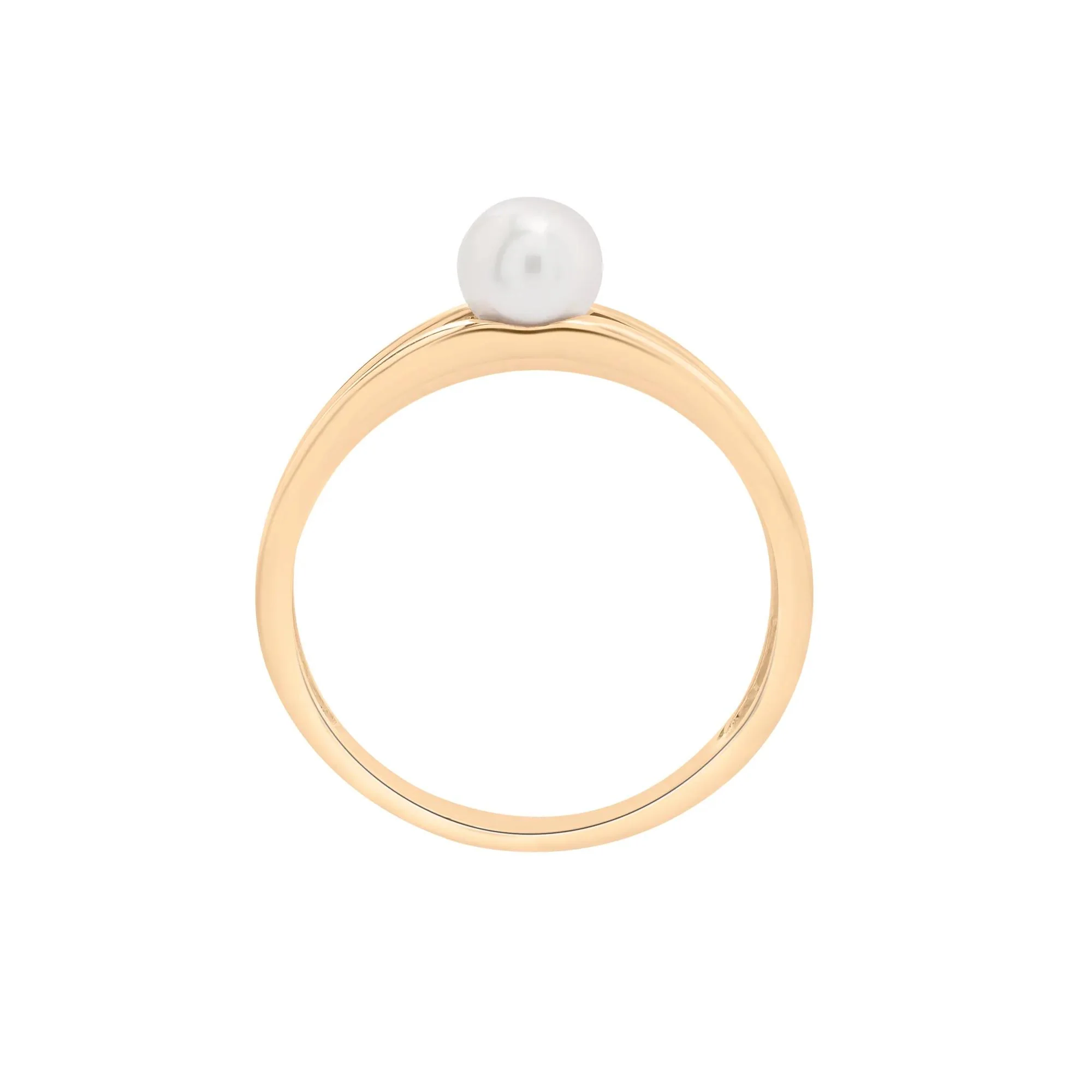 Freshwater Cultured Pearl Mini Split Shank Ring 10K Yellow Gold Size 9.5 1mm - Image 4