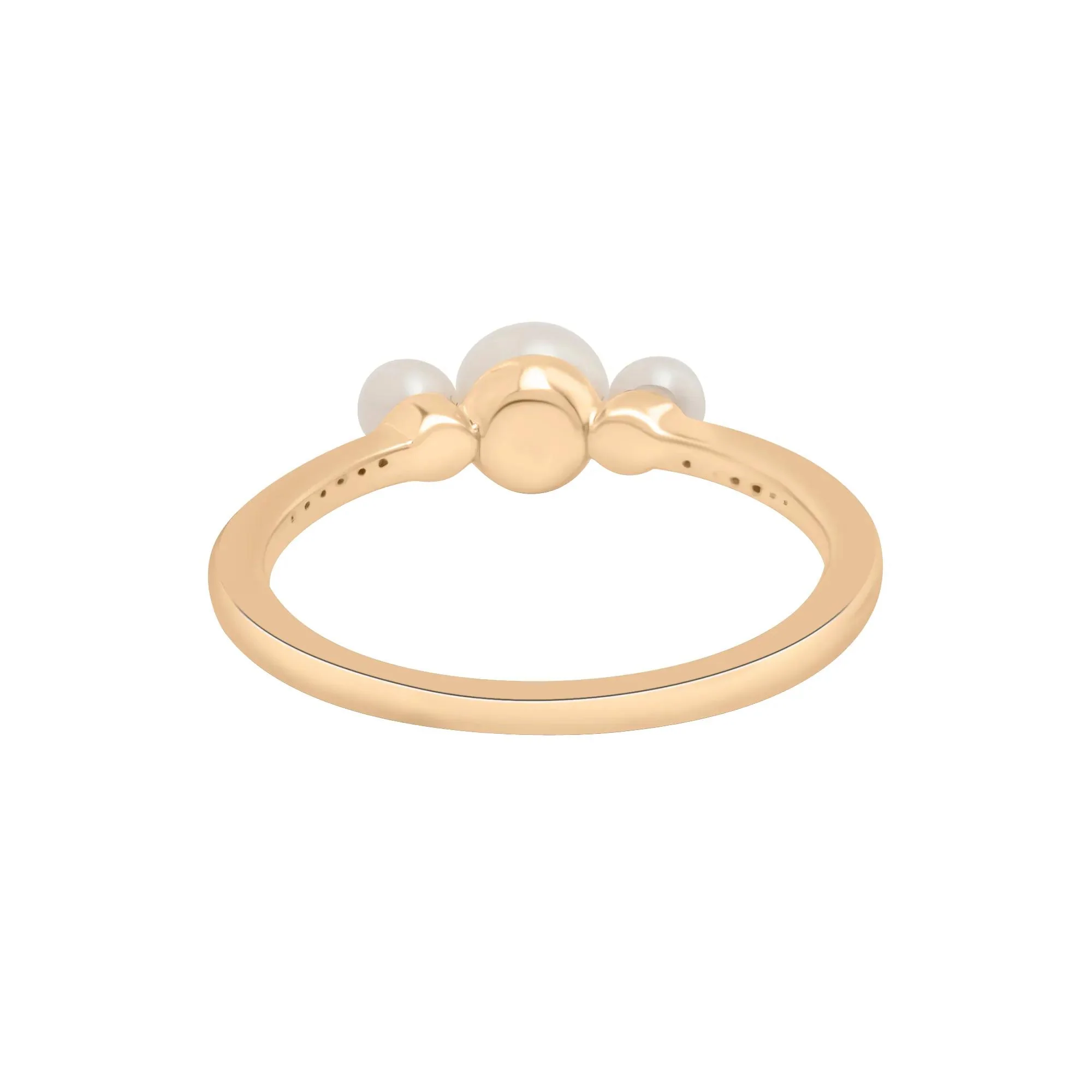 Freshwater Pearl and Diamond Accent Three-Stone Ring 10K Yellow Gold Size 7.5 1.5mm - Image 3