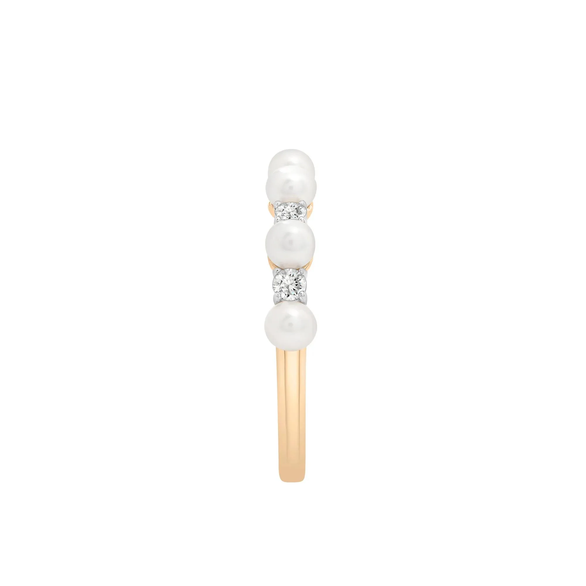 Freshwater Pearl and Lab-Created White Sapphire Ring 10K Yellow Gold Size 6 1.5mm - Image 2